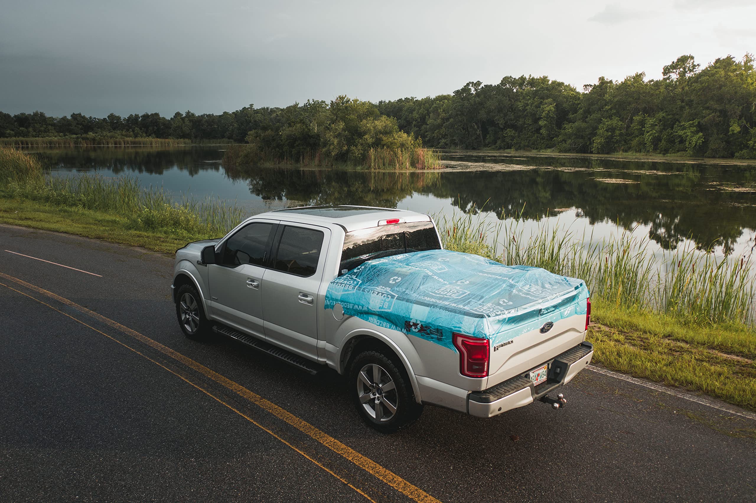 Bedder Covers Temporary Truck Bed Cover - Waterproof, Self-Adhesive, 3ft x 40ft, Blue, Regular Model