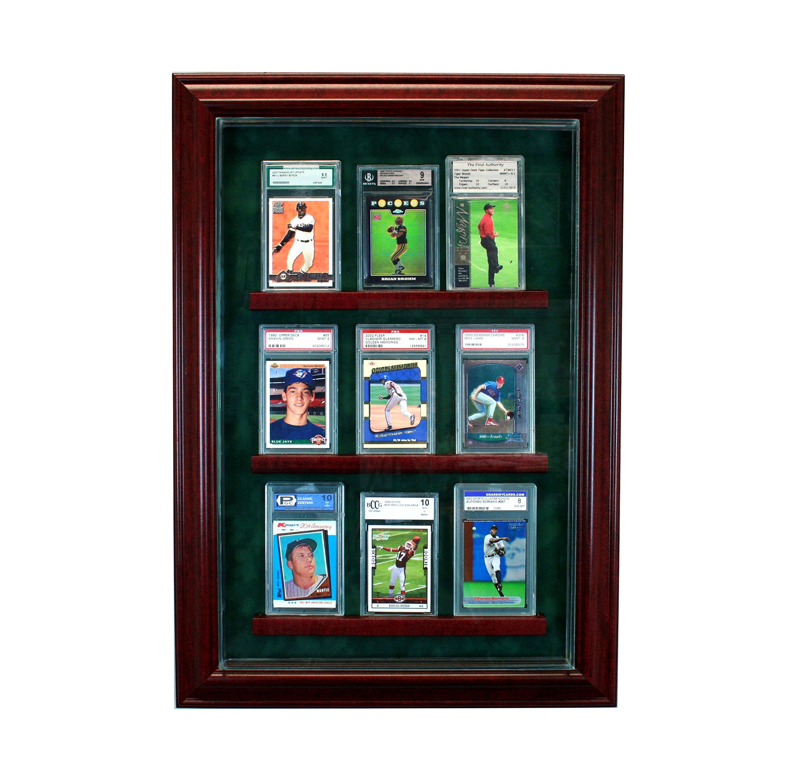 Perfect Cases 9 Graded Trading Card Cabinet Style Display Case With Hinged Door And Suede Backing