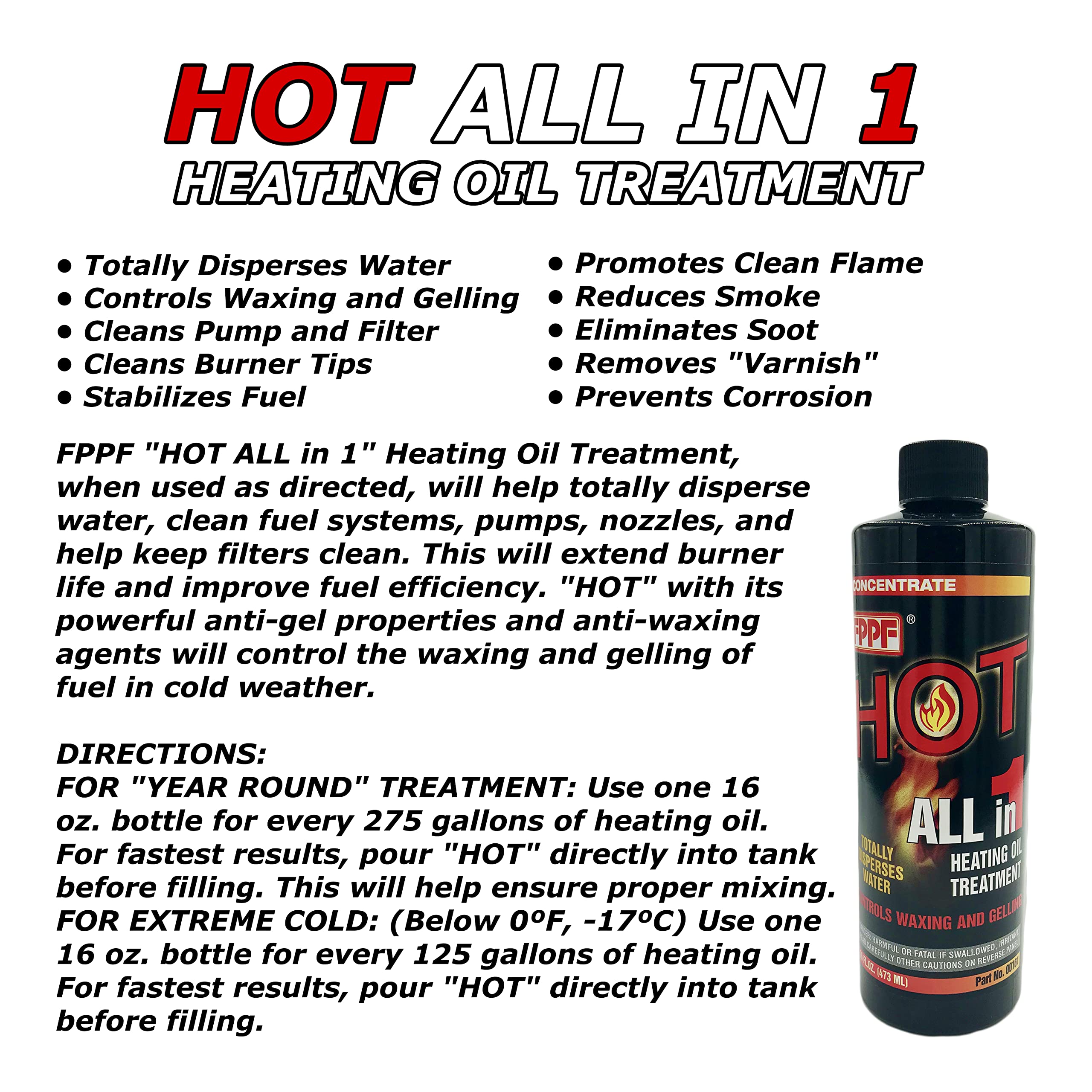 FPPF Chemical Co 4-in-1 Heating Oil Treatment, 16 oz, Model 00161, Other Material