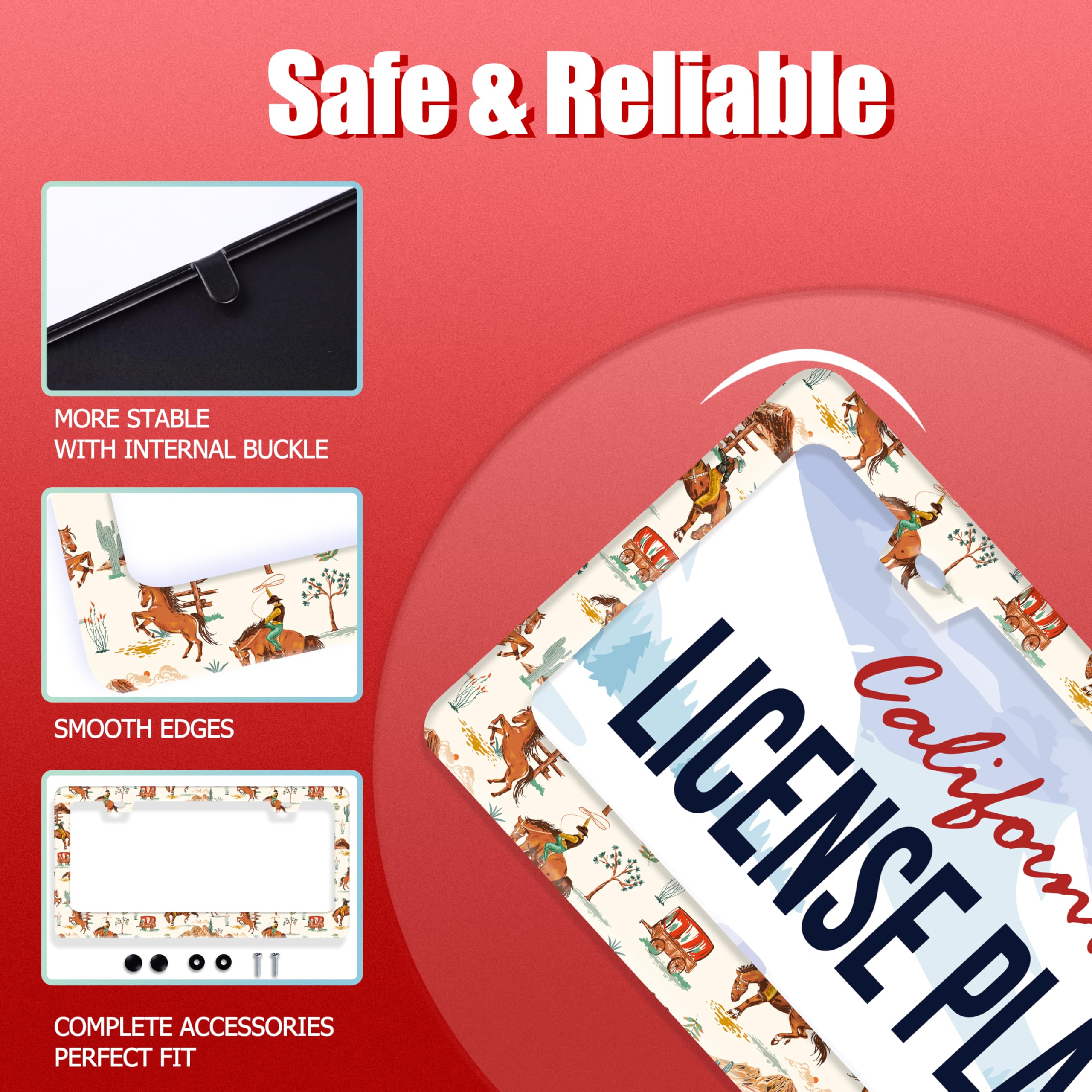 Western Cowboy License Plate Frame Horse Racing License Plate Holder Funny Personalise Car Stainless Stee Decorative Parts for S