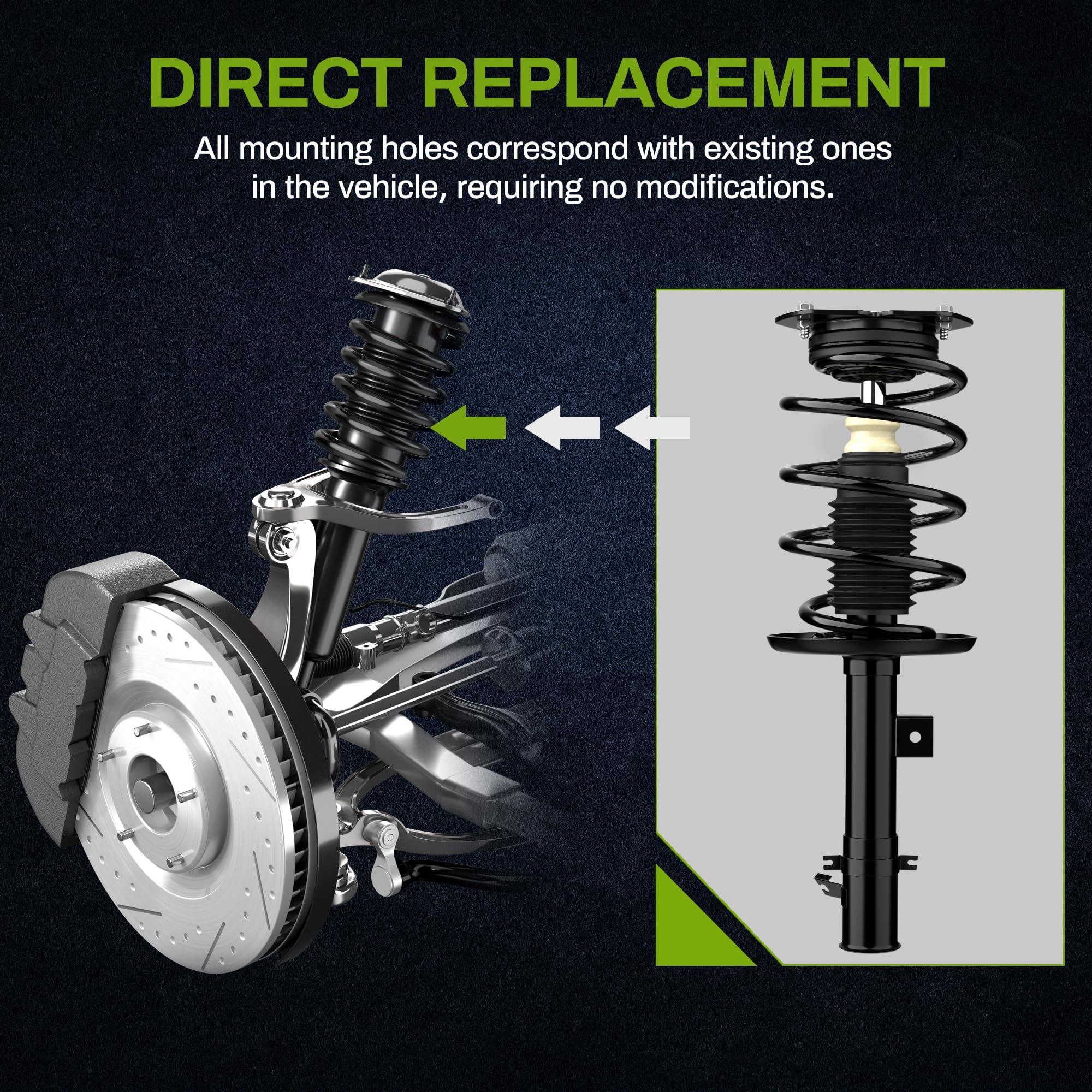 Autosaver88 Front Complete Struts Compatible With 2007-2012 Altima 2.5L Exc. Hybrid 2013 Altima S 2.5L Coupe