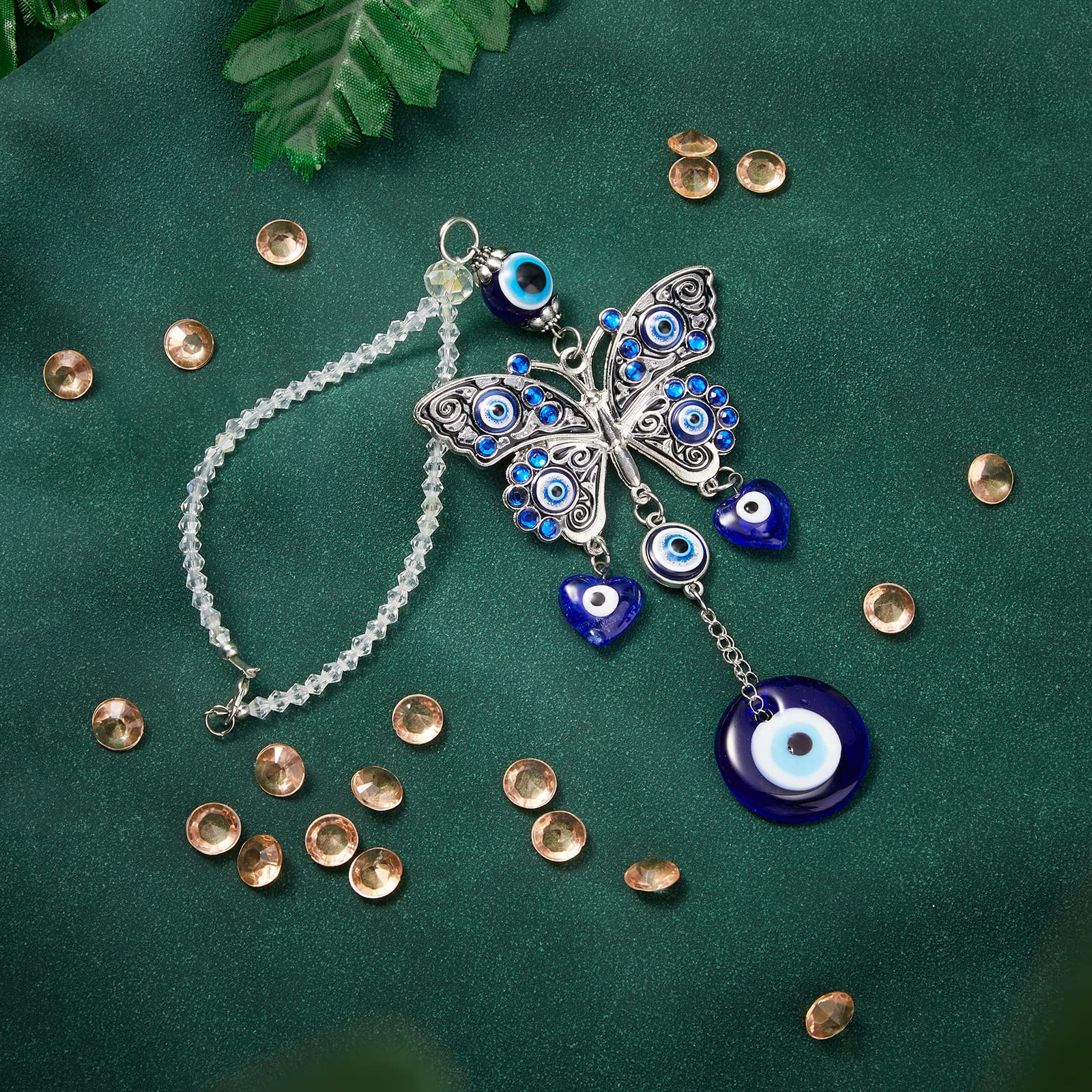 Evil Eye Car Hanging Ornament Evil Blue Eye Charms For Rear View Mirror Beaded Decor Car Accessories Window Pendent For Window C