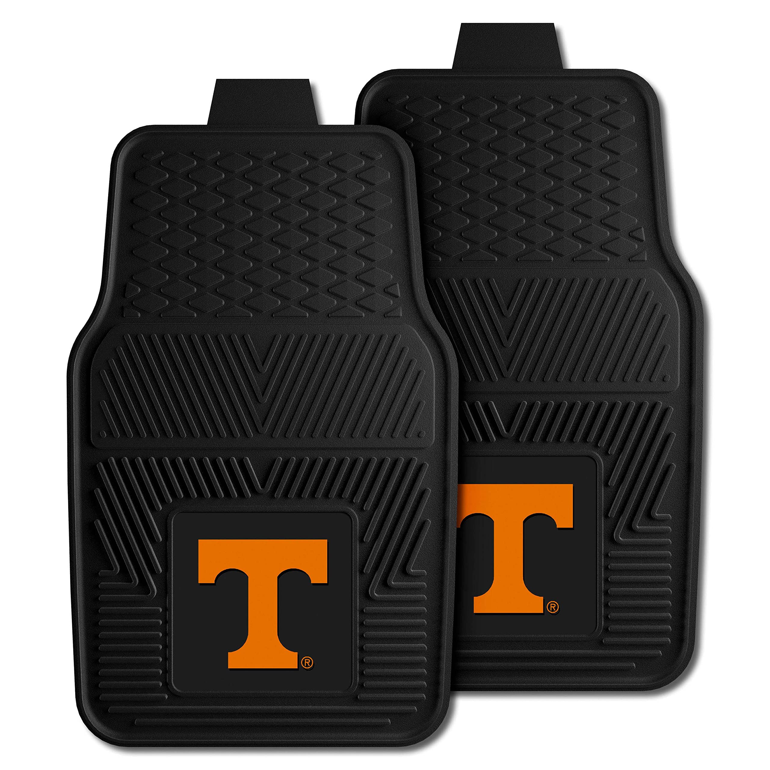 FANMATS 8750 Tennessee Volunteers 2Piece Heavy Duty Vinyl Car Mat Set, Front Row Floor Mats, All Weather Protection, Universal 