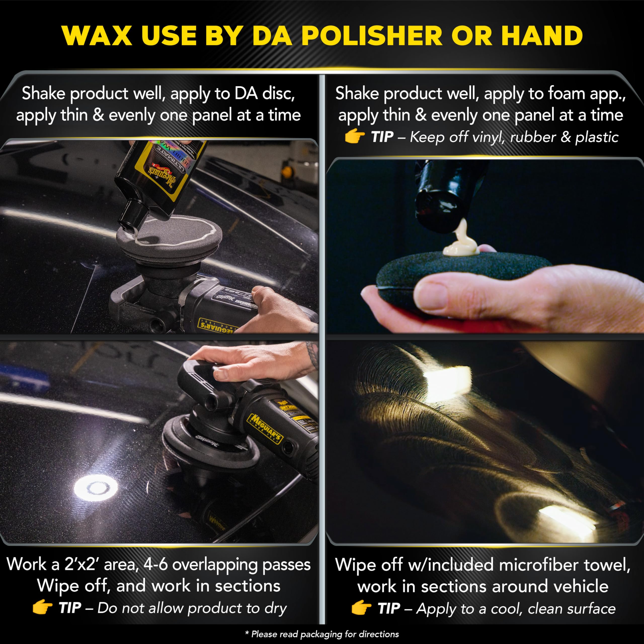 Meguiar's Ultimate 3 Step Paint Care Kit - Black Microfiber Car Detailing & Polishing Kit, Model G55162