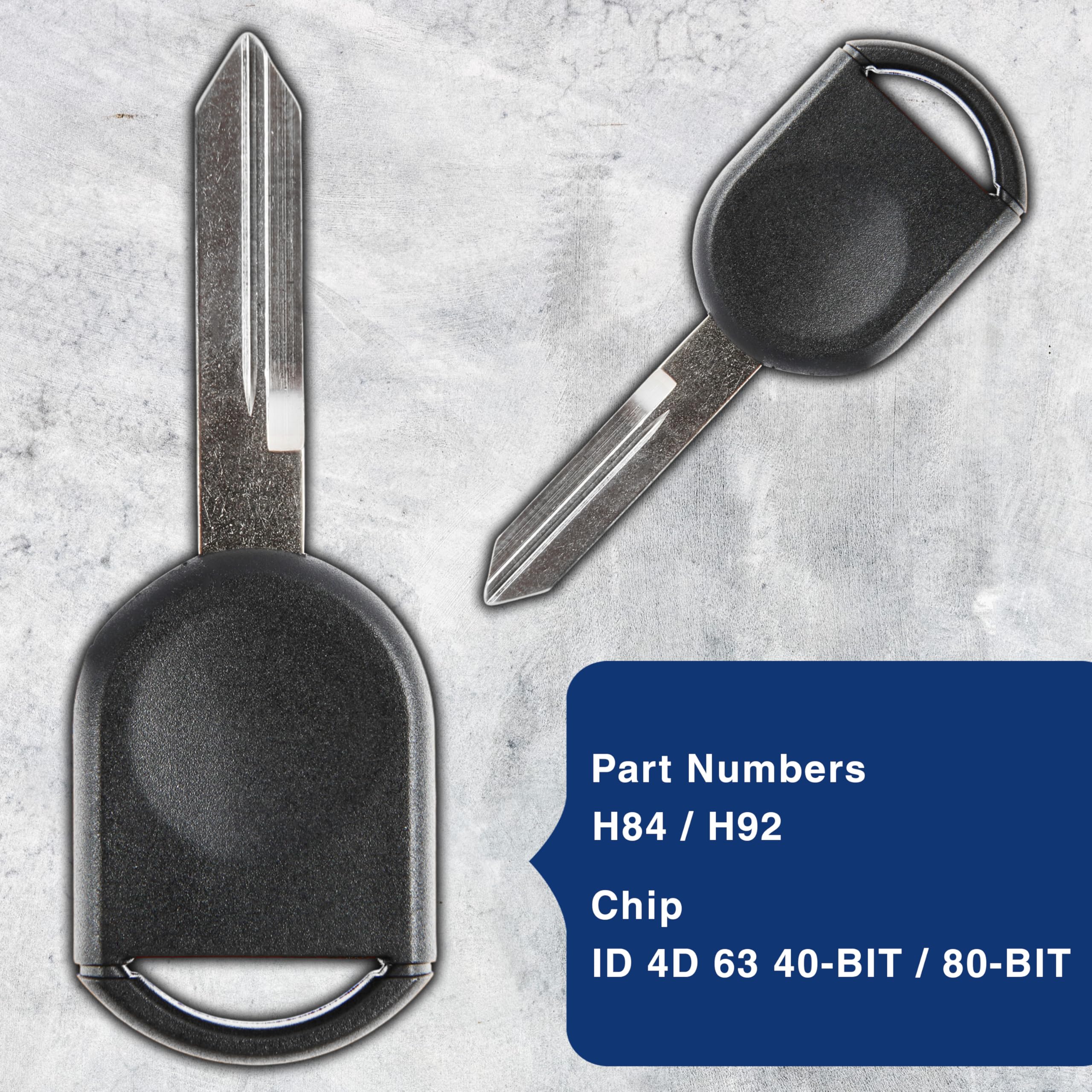 Keylessoption Car Key Replacement For 2000-2017 Ford Lincoln Mazda Mercury Ignition Transponder, H84 H92 40 80 Bit
