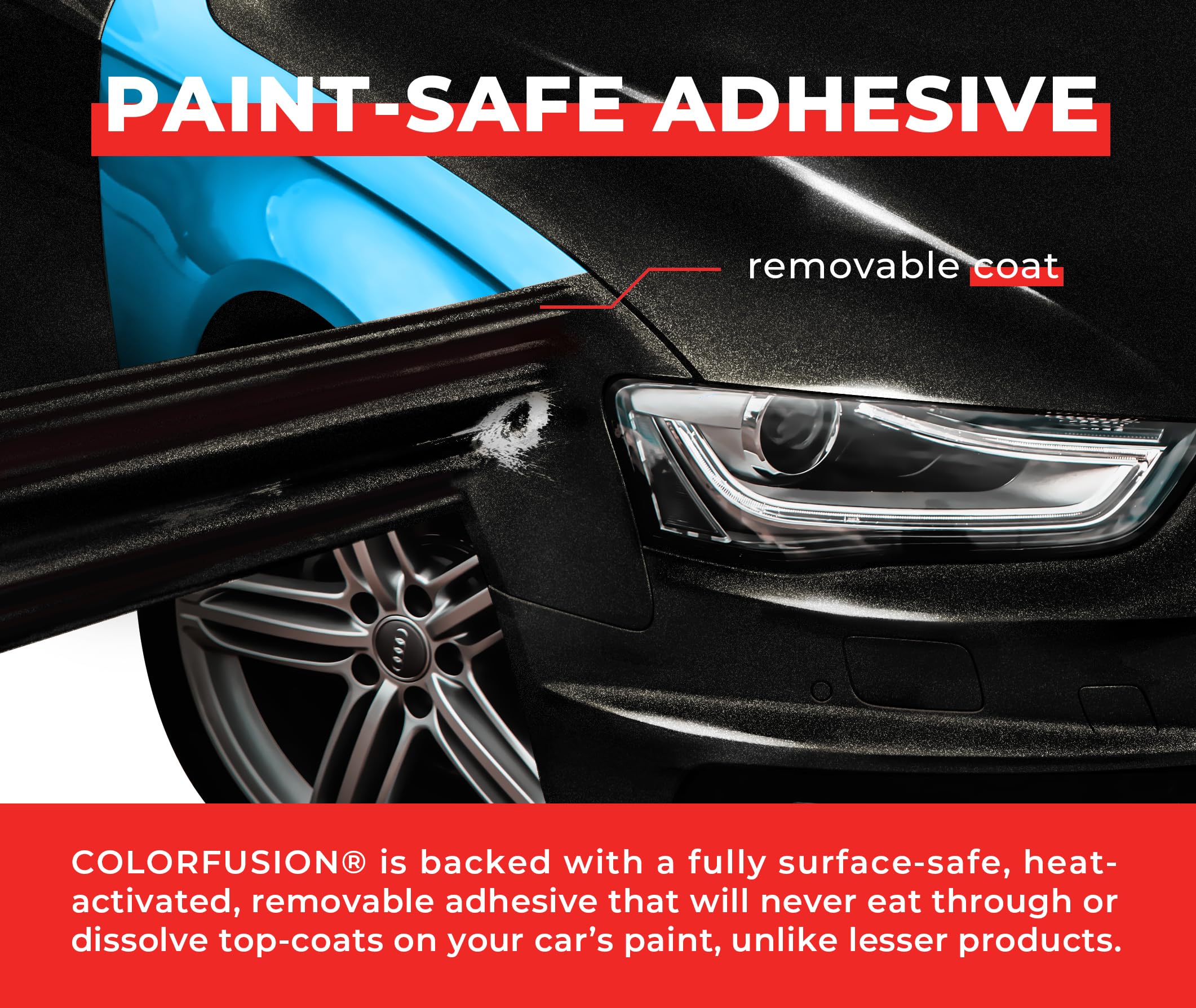 Colorfusion Ppf By Vvivid, Gloss Metallic Black Dry Apply Ppf Vinyl Car Wrap Roll 1Ft X 5Ft