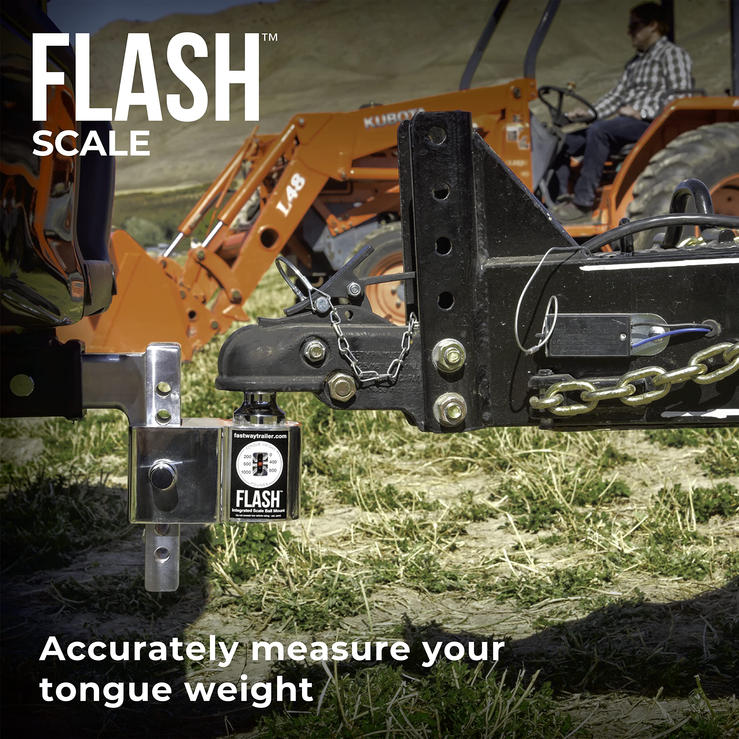 Fastway Flash Scale Ball Mount, 4" Drop, 2" Shank, Alloy Steel, Model 48-00-8400, Multi Color