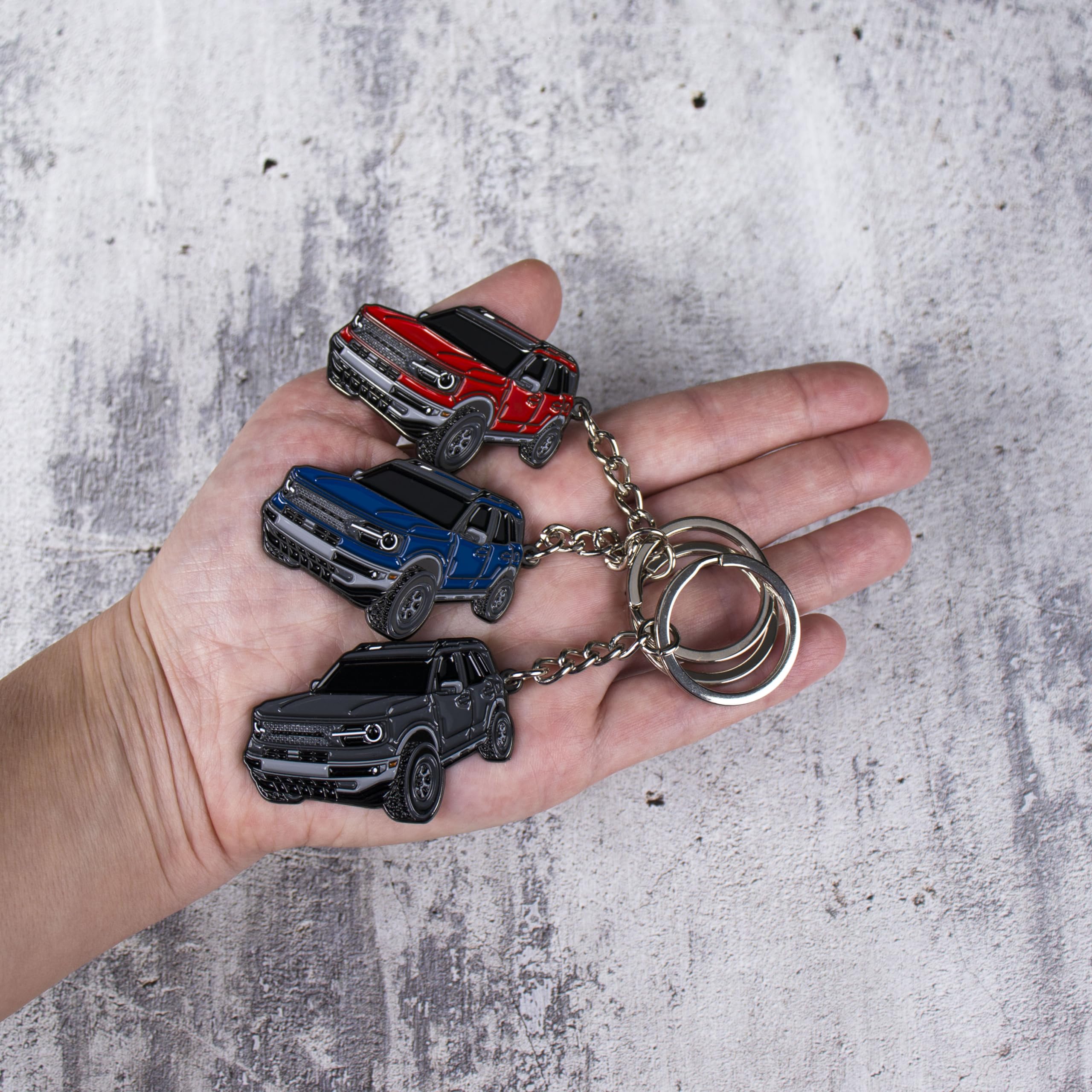 Four Wheel Beast Bronco Sport Keychain Compatible With Ford Bronco Accessories 2023 2024 4 Door Key Chain Fob Gift (Black)