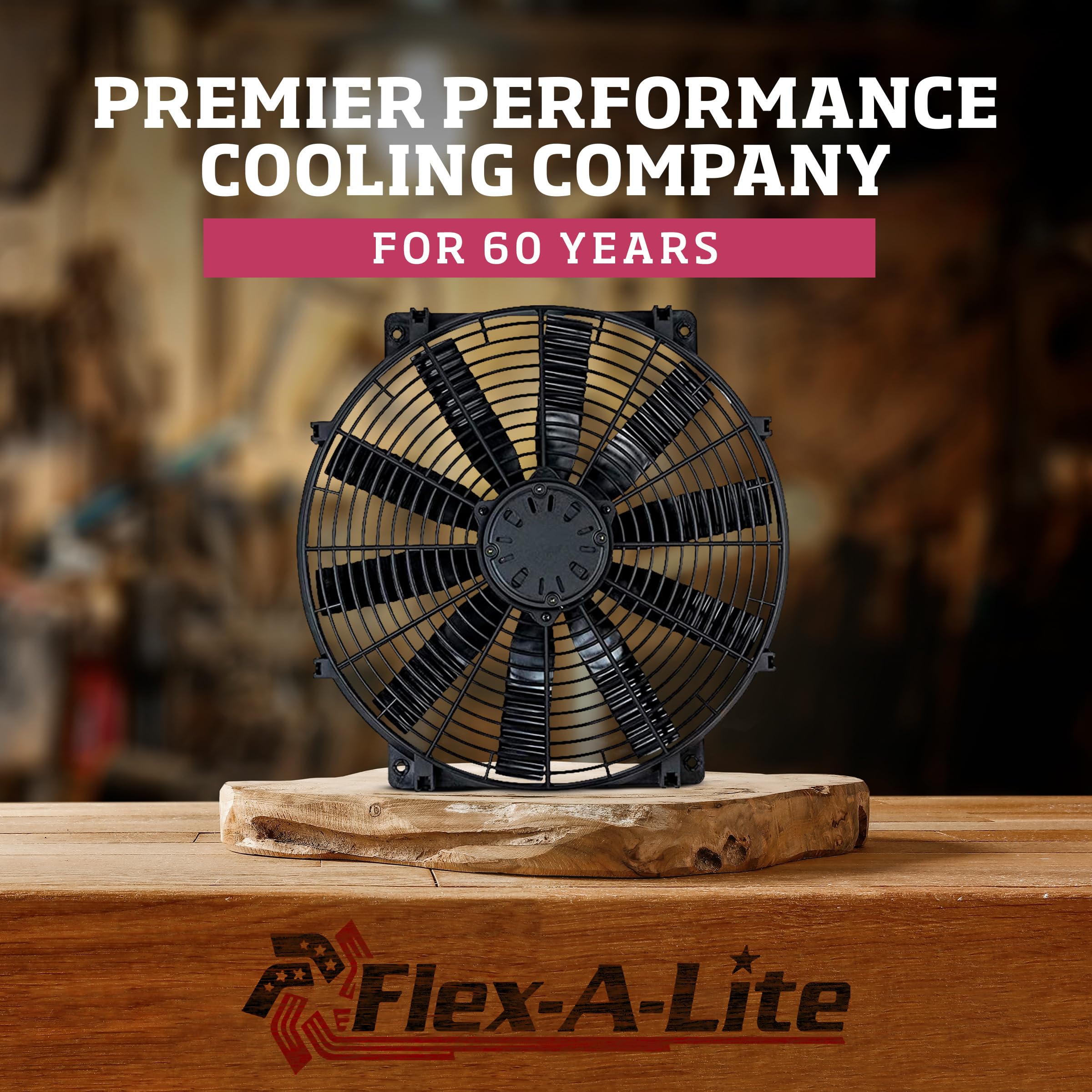 Flex-A-Lite Trimline Reversible Electric Fan, Pusher-Puller Fan (116), Car Accessories, 16 Inches Black