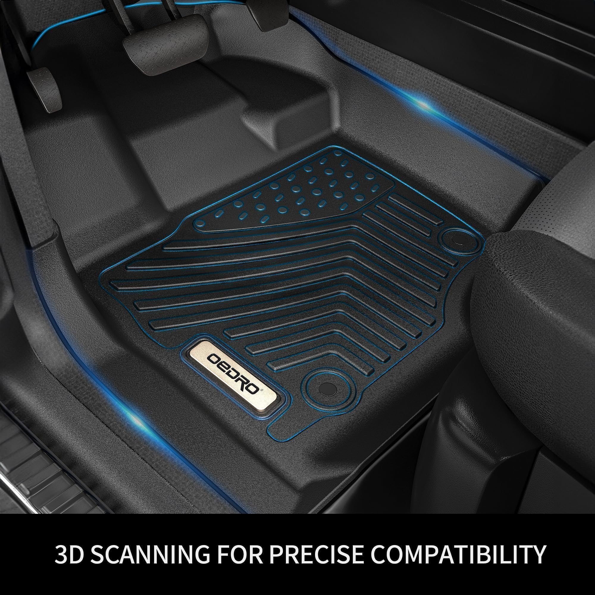 oEdRo TPE All Weather Floor Mats for Toyota Tundra 2022-2026 Double Cab, Custom Fit, Black, Model MAOED0001221MA