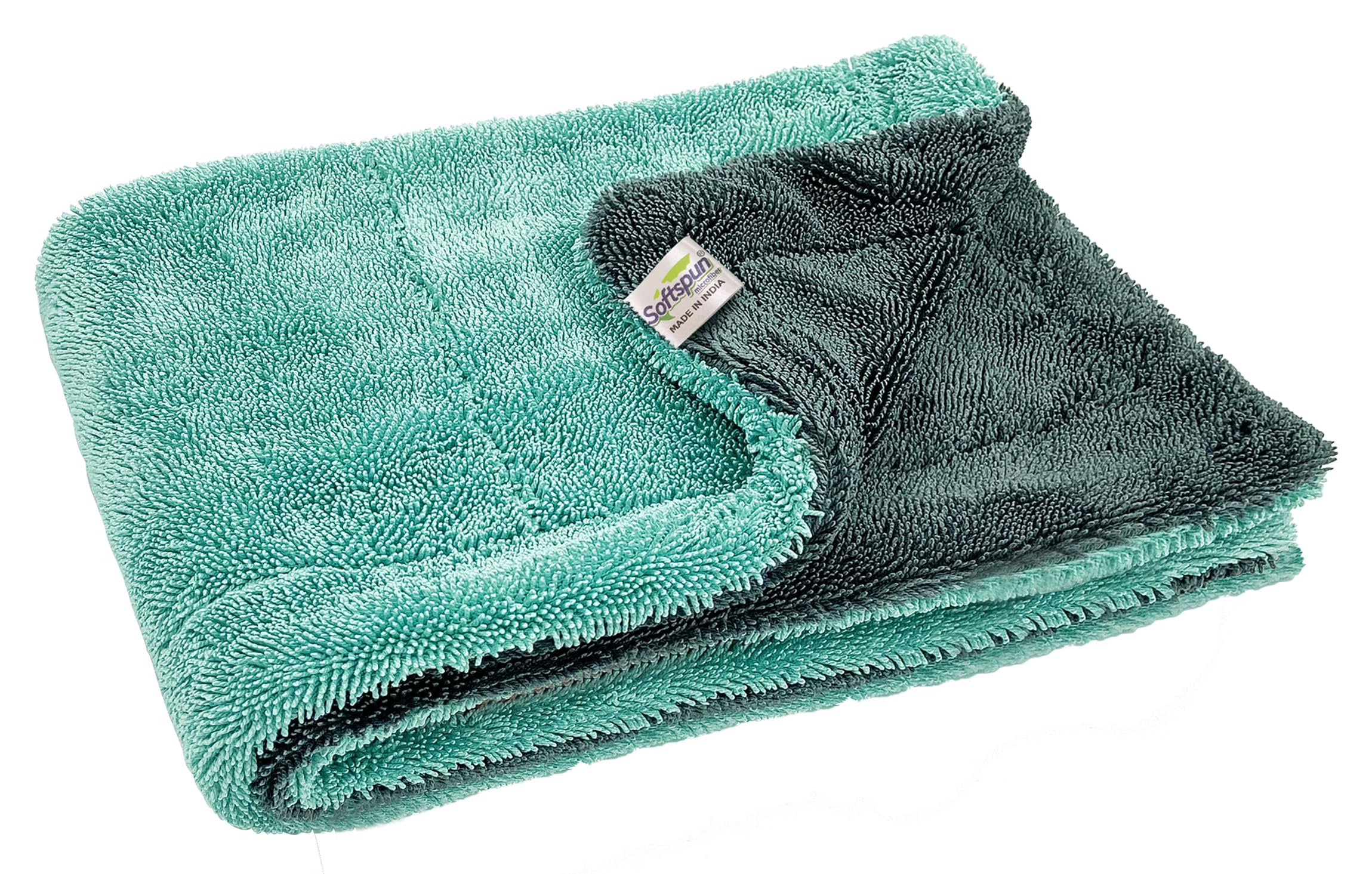 SOFTSPUN Microfiber Cloth for Car  1200 GSM, 40x60cms, 1Pcs, Multicolor Twisted Loop Super Absorbent Towel