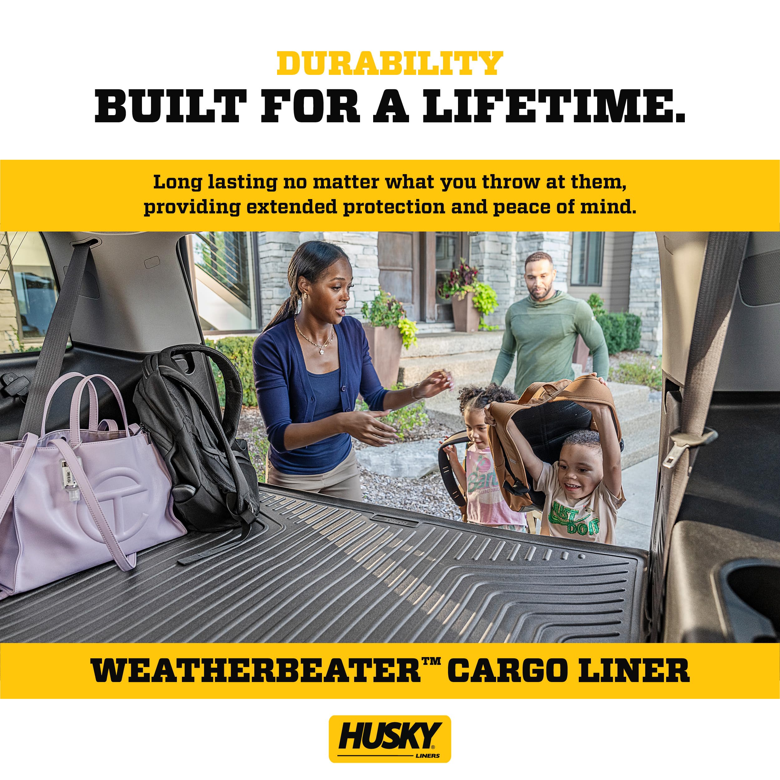 Husky Liners Weatherbeater Cargo Liner | Fits 2016-2022 Honda Pilot (To Back Of 2Nd Row Over Folded Flat 3Rd Row) | 1-Pc Black -