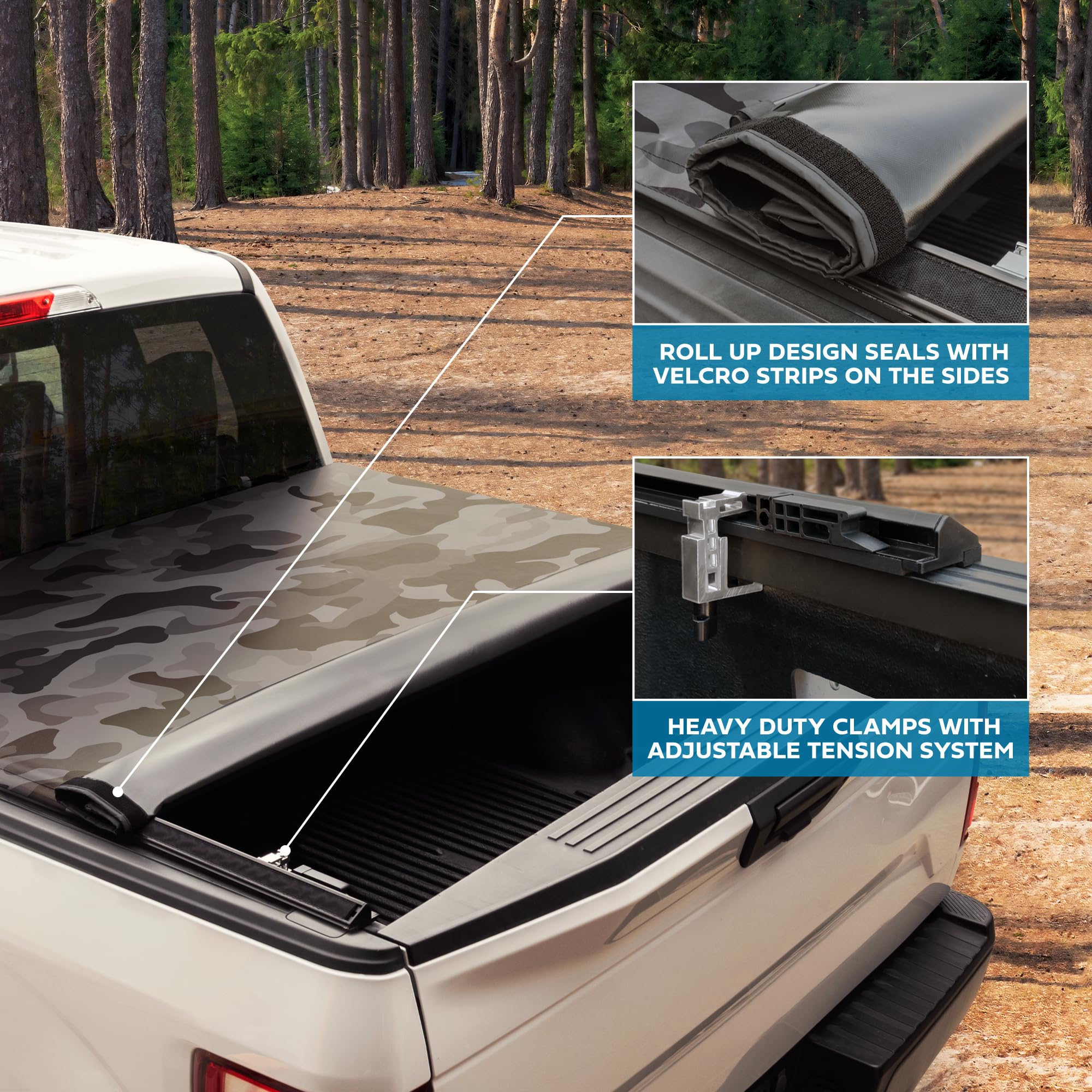 MotorBox Soft Tri-Fold Tonneau Cover for Ram 1500/2500/3500, 6.4 ft Bed, Flag Tri-Fold, Model MBTN2223BF,