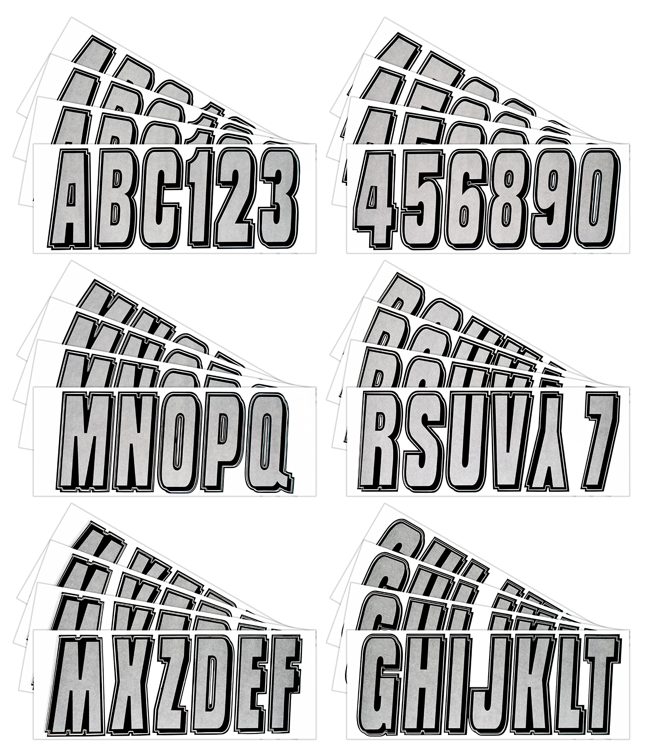 Hardline Products Series 320 Factory Matched 3-Inch Boat & Pwc Registration Number Kit, Silver/Black - Siblk320