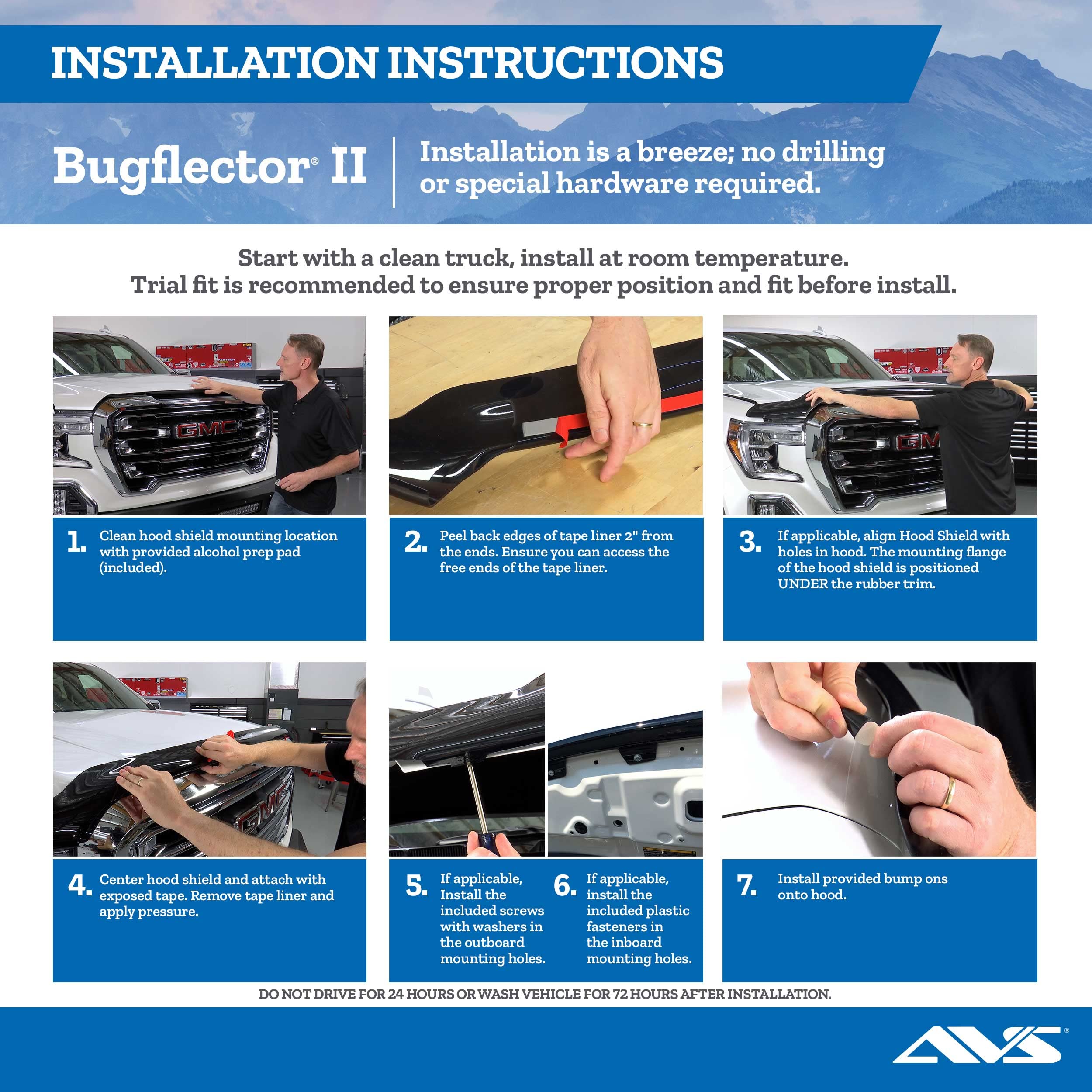 Auto Ventshade [Avs] Bugflector Ii Hood Shield / Protector | Fits 2007 - 2018 Jeep Wrangler Jk | High Profile Bug Deflector - 1