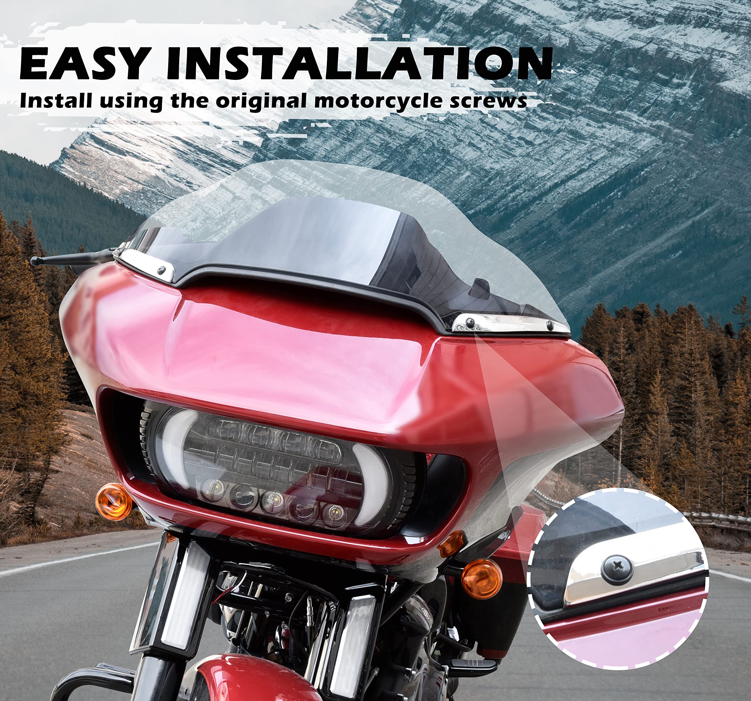 VEISUTOR Chrome Windshield Side Trim for Road Glide 15-23, Motorcycle Split Windshield Trim Windscreen Trim for Harley Road Glid