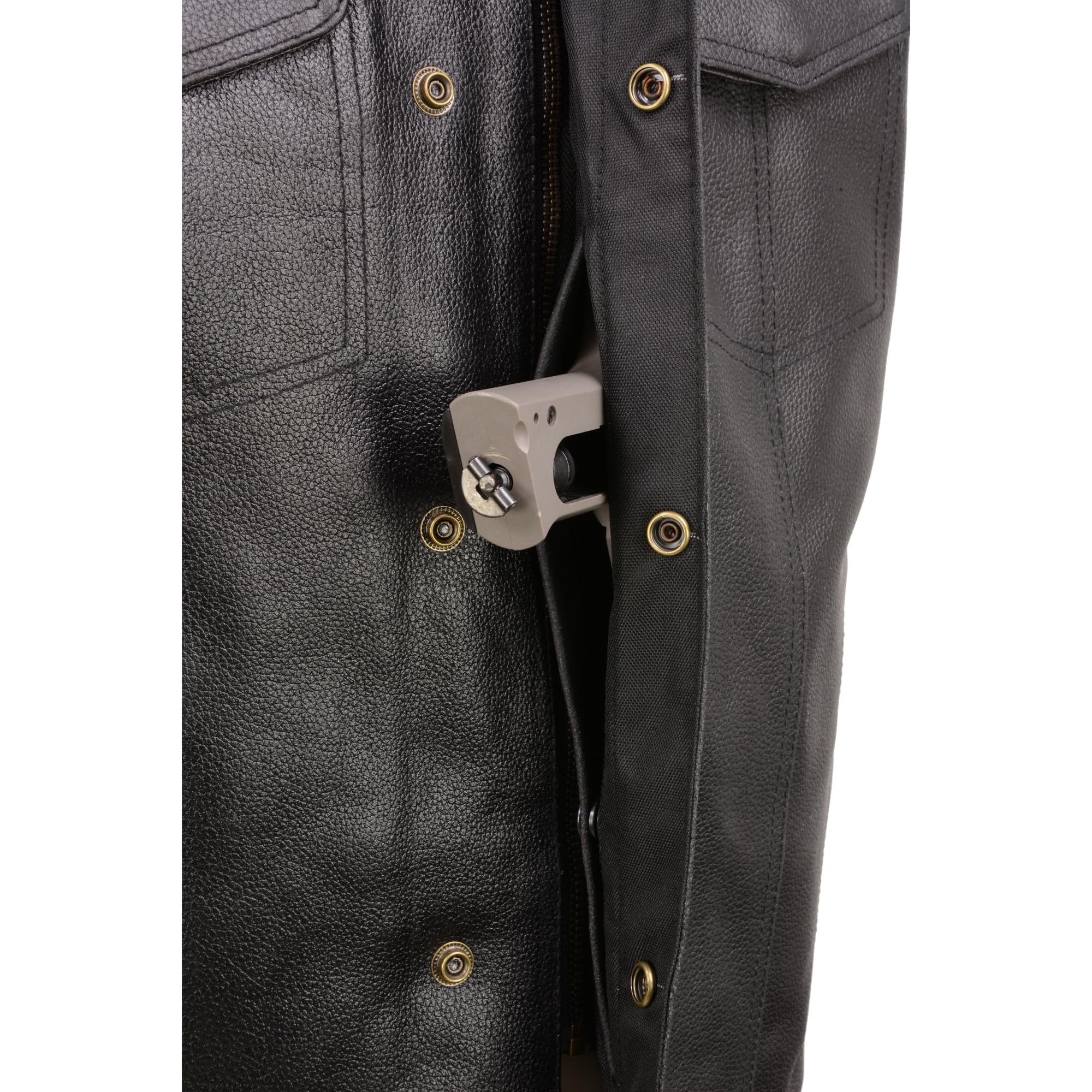 Men'S Leather Motorcycle Vest Zipper & Snap Closure W/ 2 Inside Gun Pockets & Single Panel Back (6X - Big)