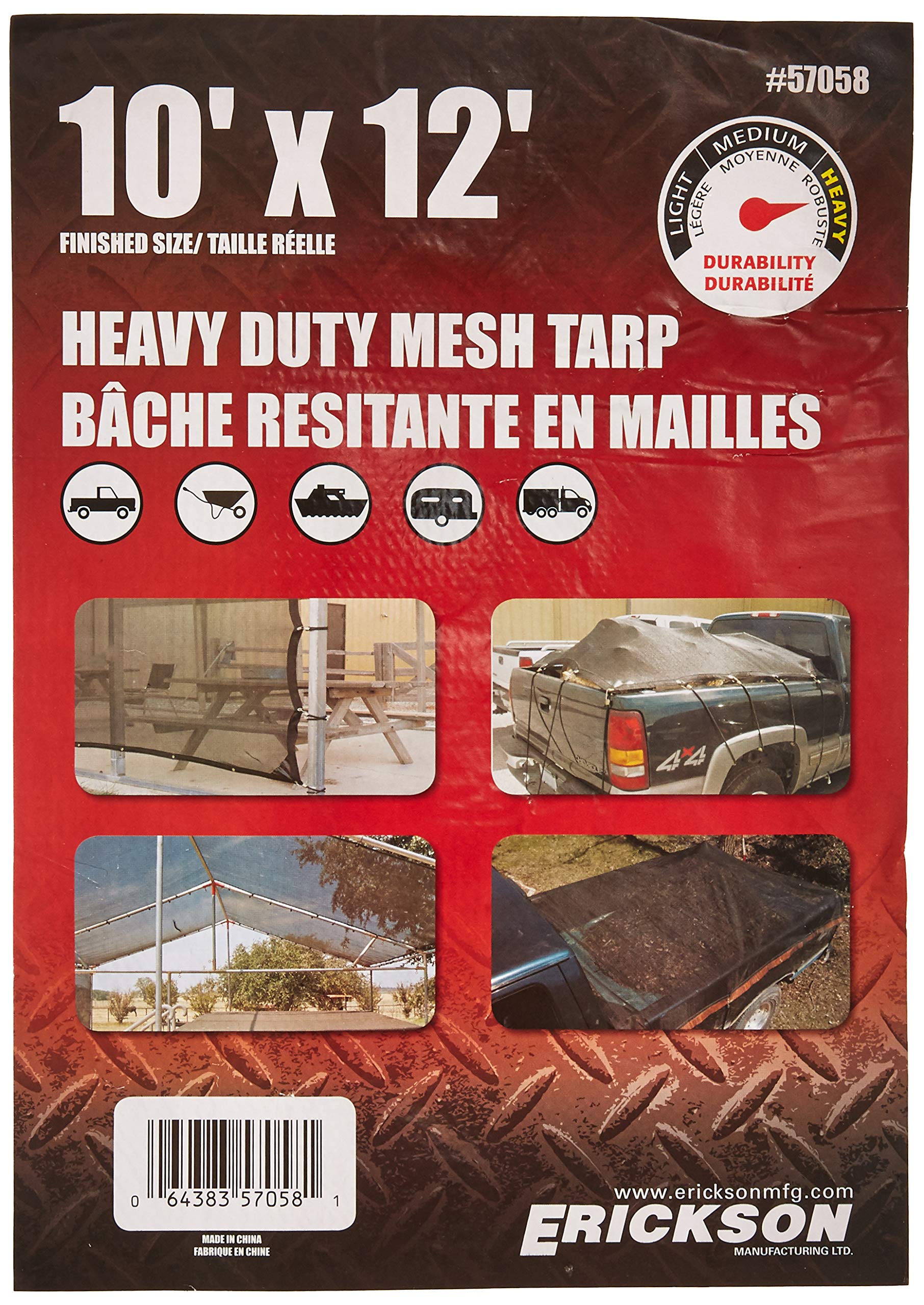 Erickson 57058 Heavy Duty Mesh Tarp, 10 x 12