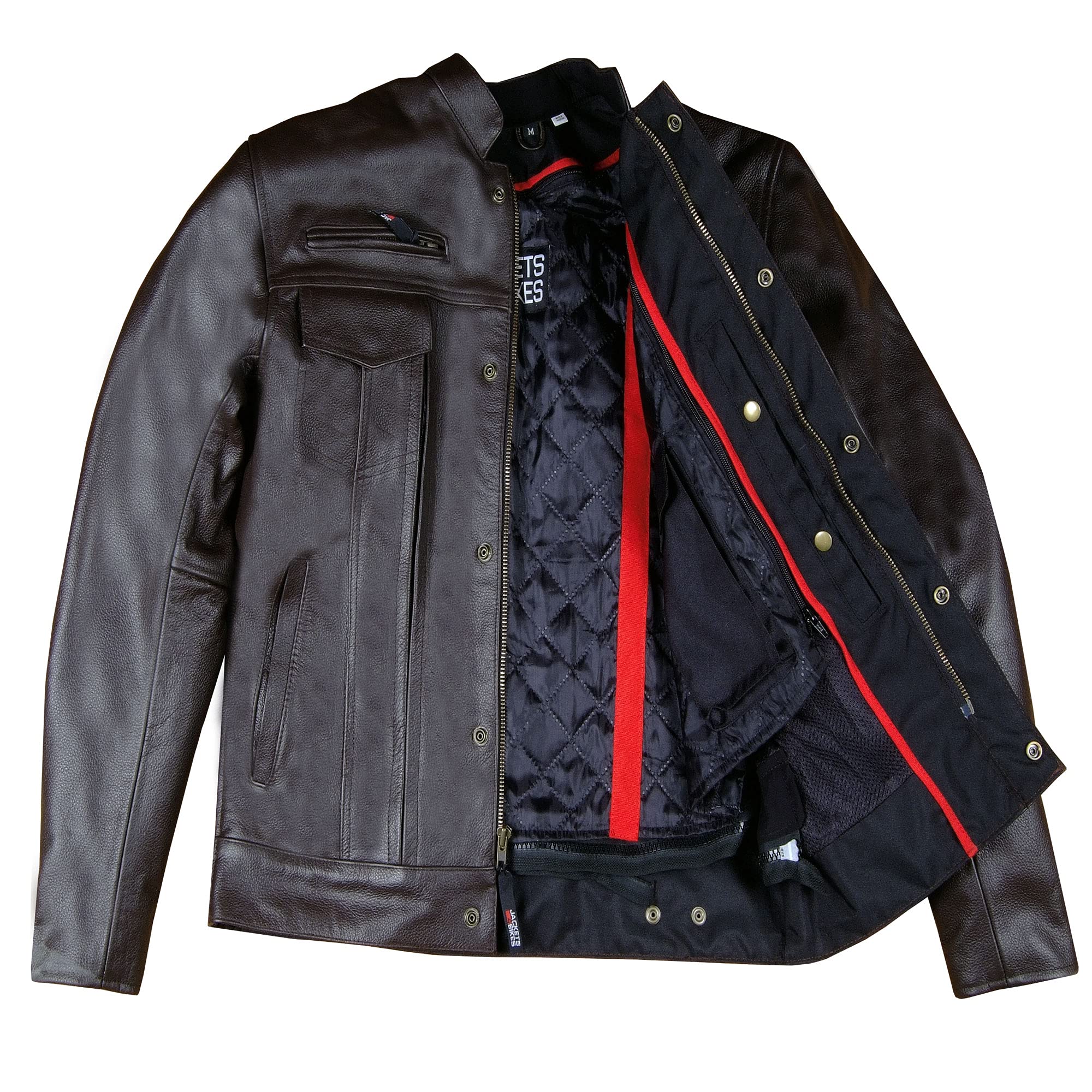 Men'S Commuter Premium Natural Buffalo Leather Motorcycle Jacket Ce Armor Conceal Carry Gun Pockets Cruiser Biker Brown Xl