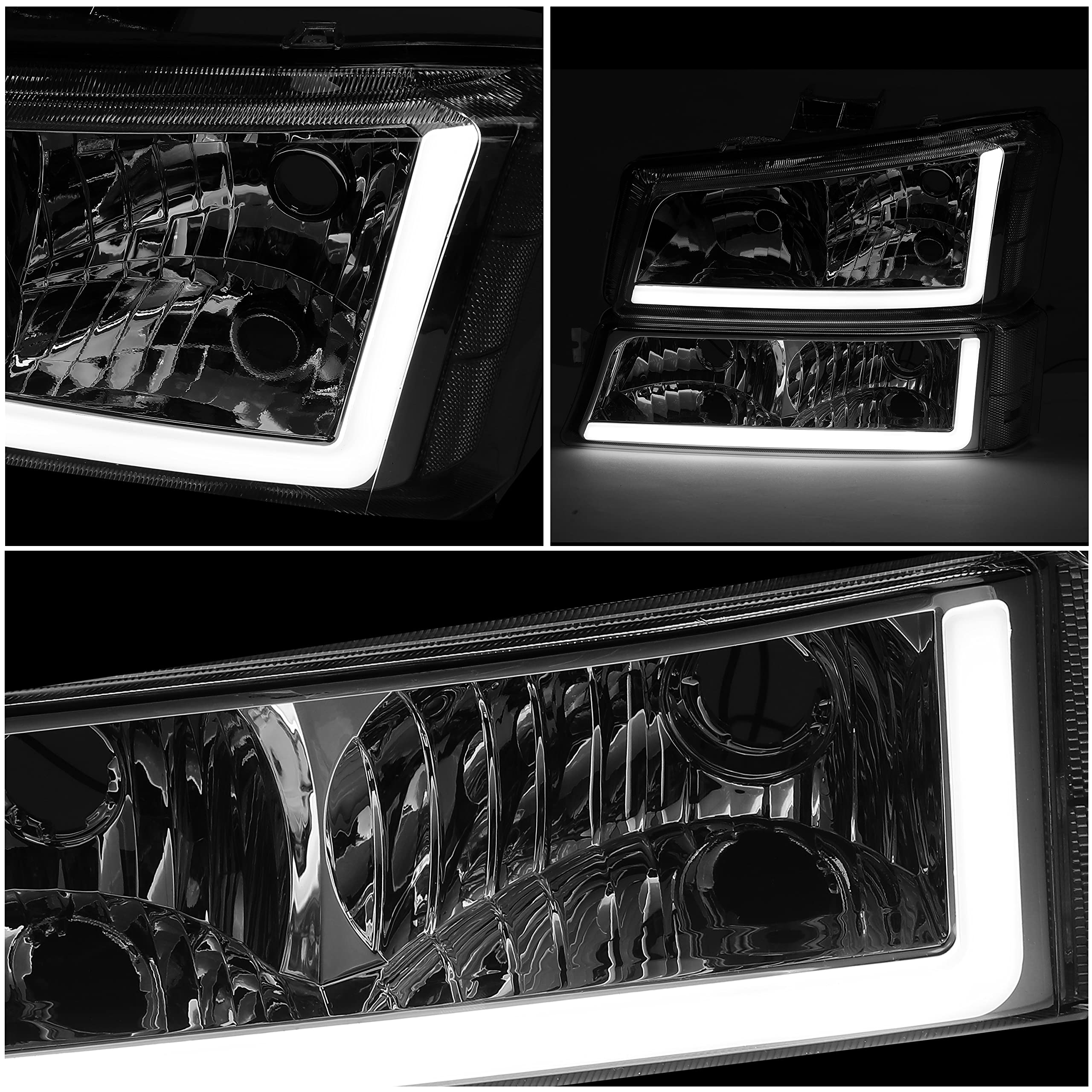 Kojem LED Bumper Parking Lights for 03-07 Chevy Avalanche/Silverado 1500-3500, Clear Lens, Black Housing, Model LYPL-114-3, 1