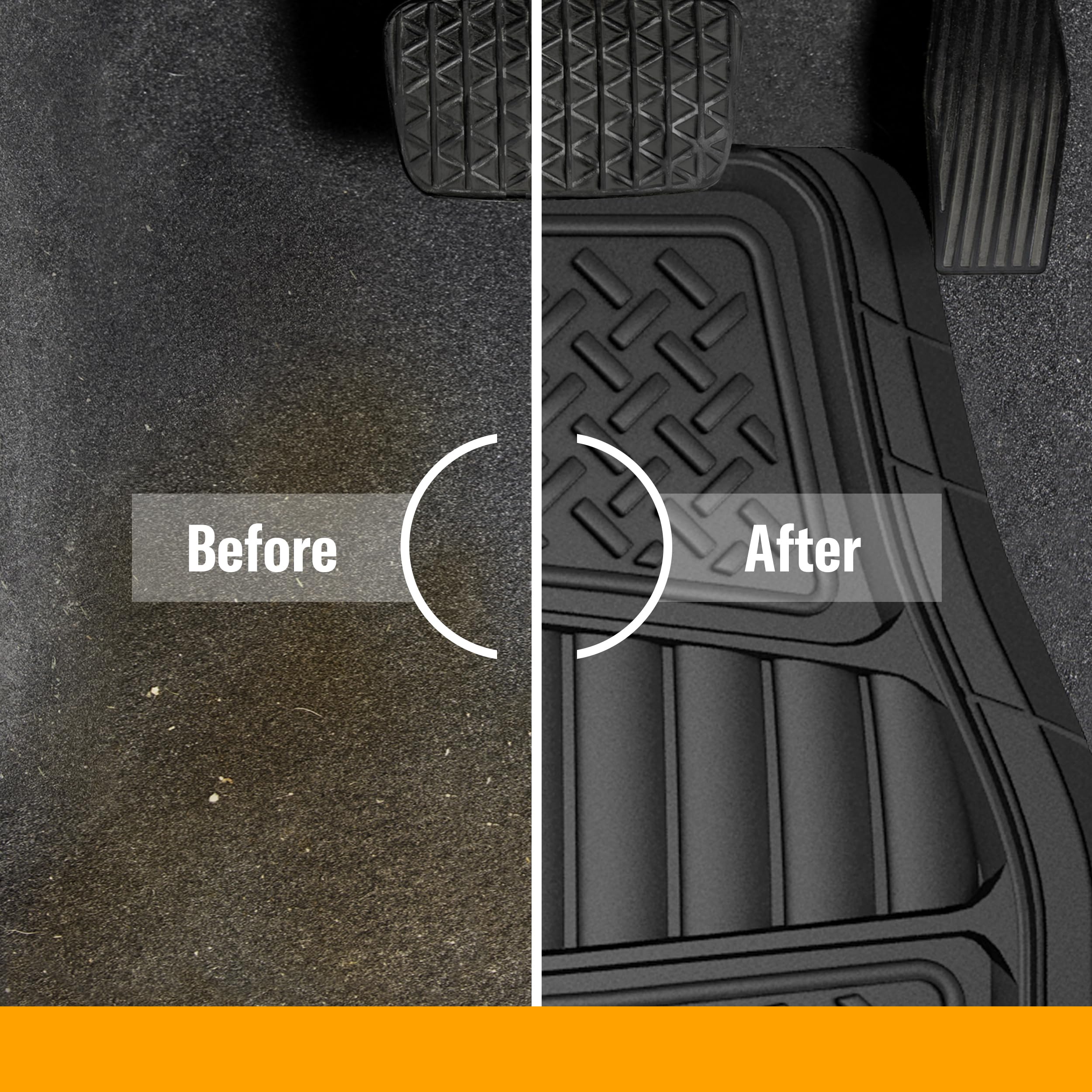 Armor All 78830 2-Piece Black Rubber All-Weather Trim-To-Fit Floor Mats For Trucks And Suvs