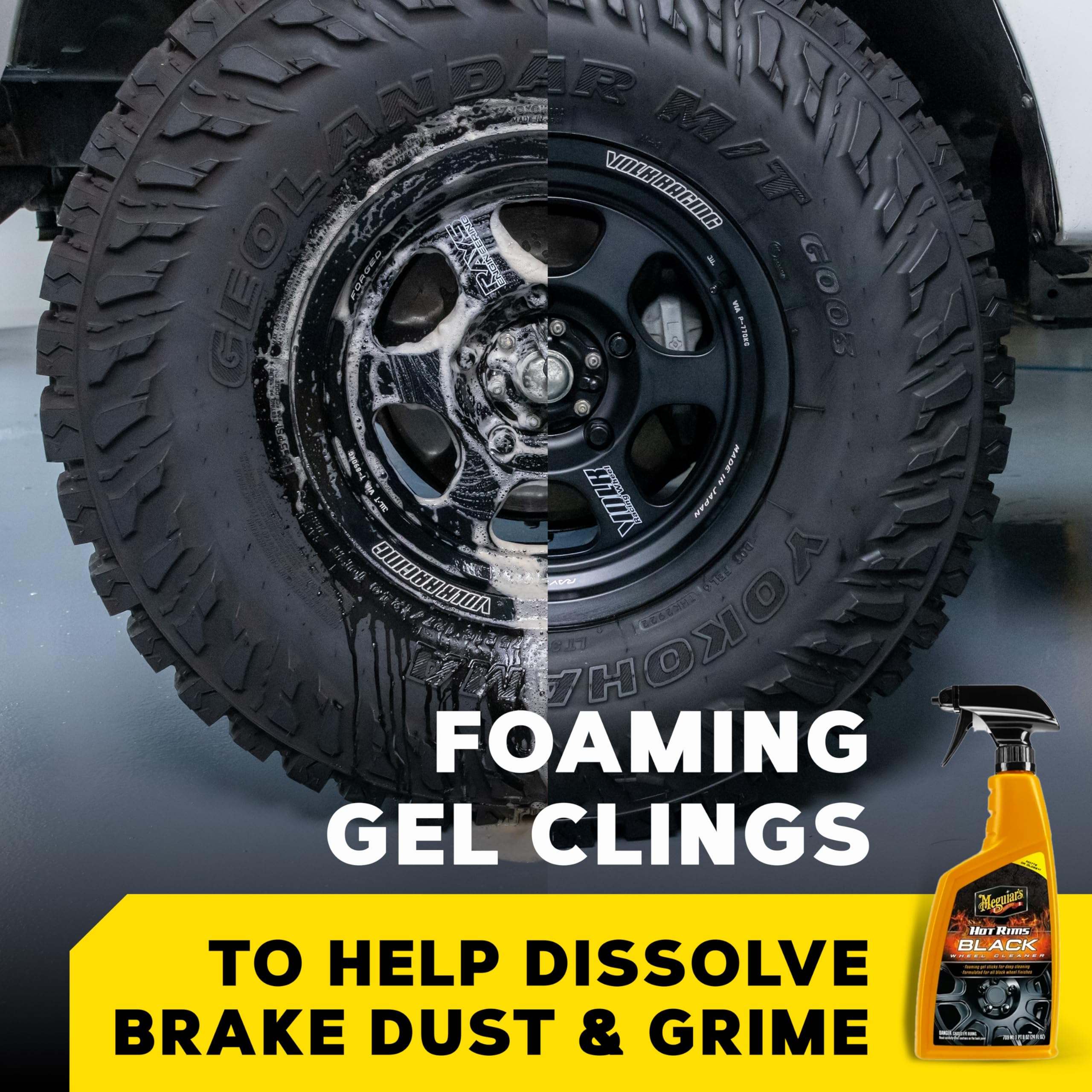 Meguiar'S Hot Rims Black Wheel Cleaner, Best Cleaner For Matte Black Wheels - 24 Oz Spray Bottle