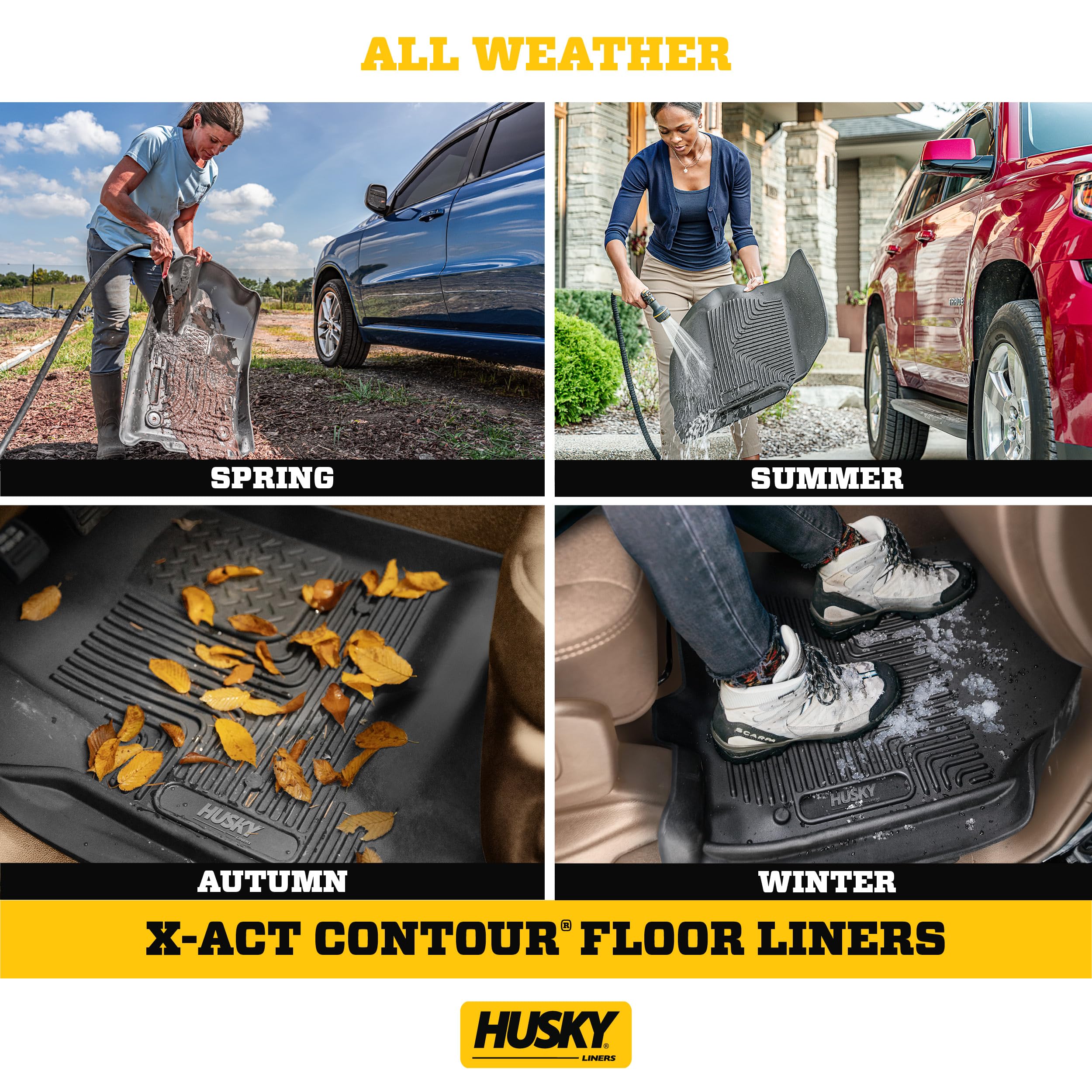 Husky Liners X-Act Contour Floor Mats | Fits 2014-2018 Chevrolet Silverado & Gmc Sierra 1500; 2015-2019 Silverado/Sierra 2500/3500 Double Cab (Full Coverage) | 2Nd Row, 1-Pc Black - 53911