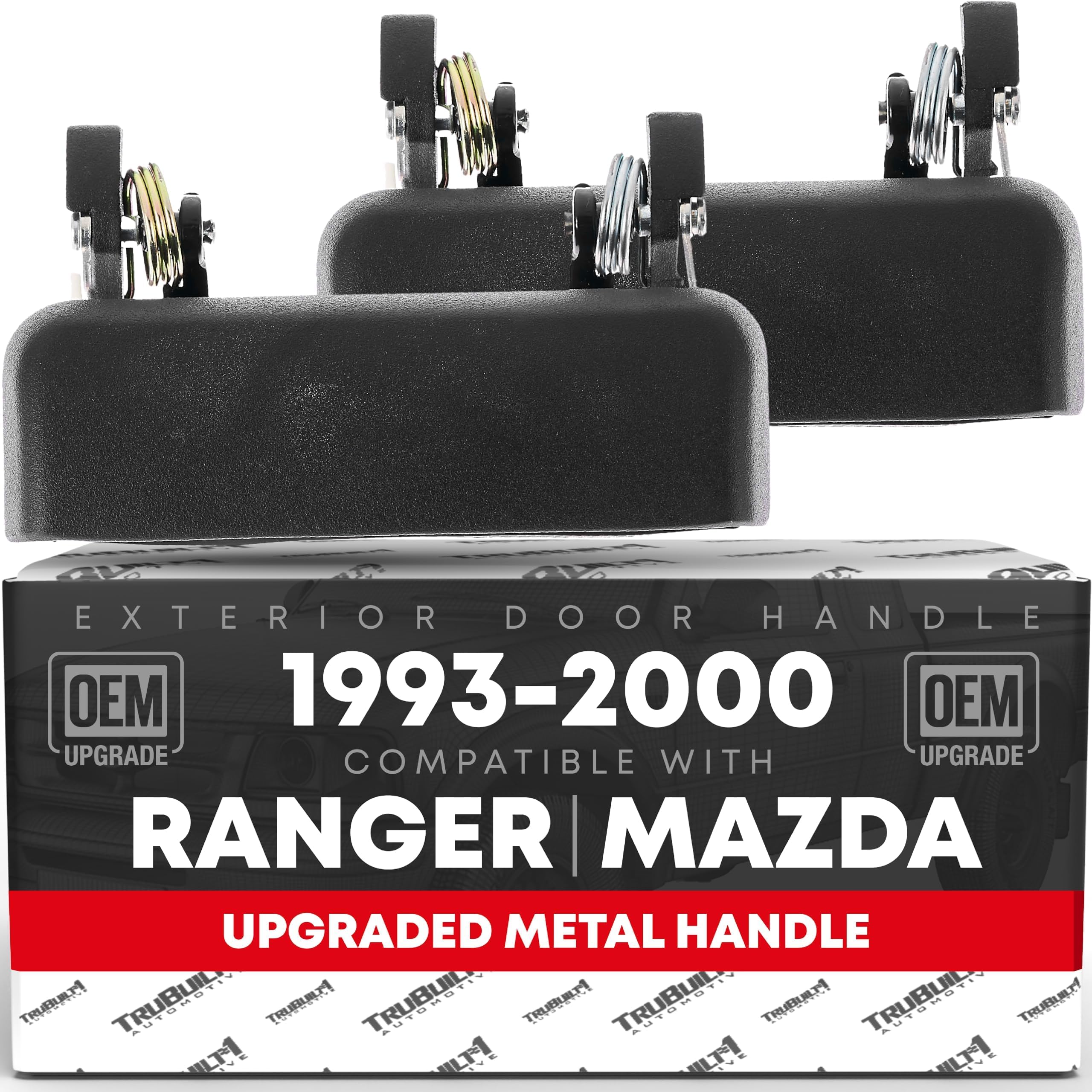 T1A Exterior Front Driver & Passenger Door Handle, Upgraded Metal - Compatible With 1993-2000 Ford Ranger, 94-00 Mazda B2300 B25