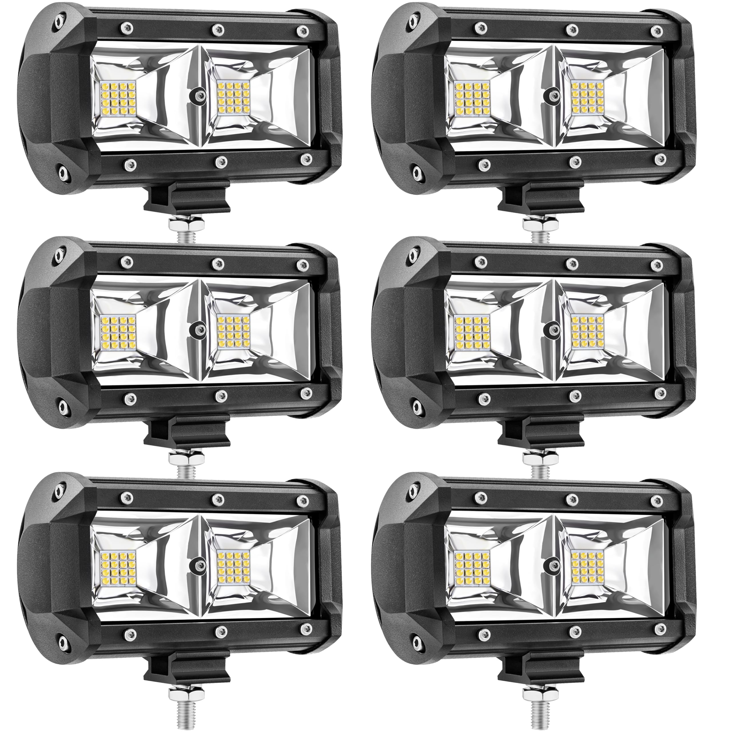 LED Work Lights, 5 Inch Wide Flood Beam Boat Marine LED Light Pods 120W 10000lm 12V 24V, RV Camper Outside Scene Lights, Tractor