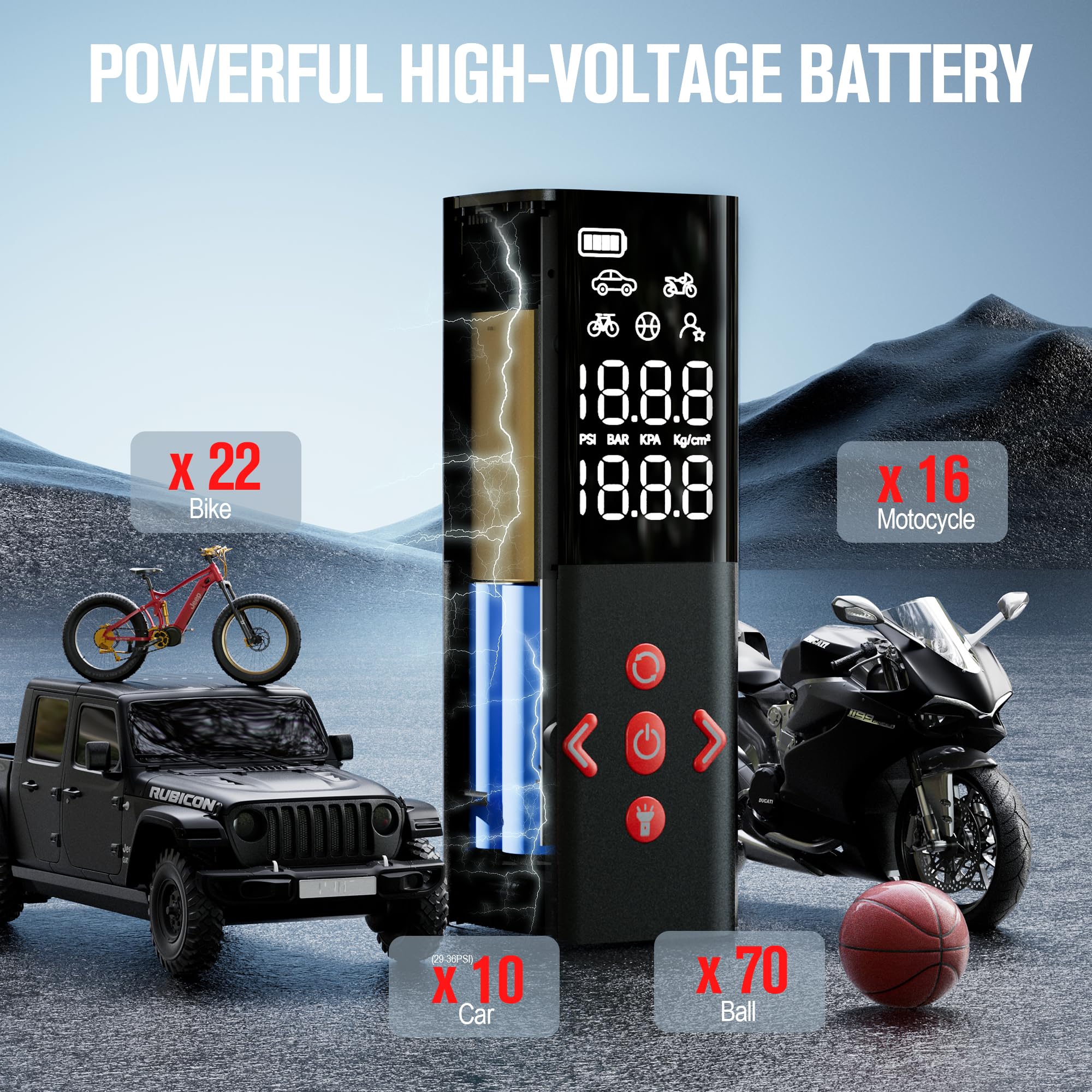 Gooloo Ap150 Tire Inflator Portable Air Compressor, 3X Faster 150Psi Cordless Air Pump With Auto-Shutoff, Portable Bike Pump Wit