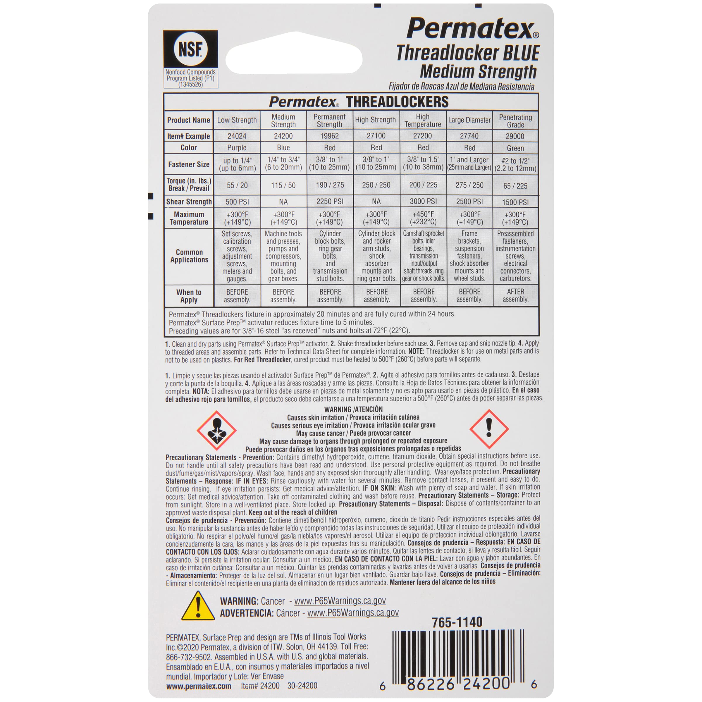 Permatex Threadlocker 6 Ml Blue
