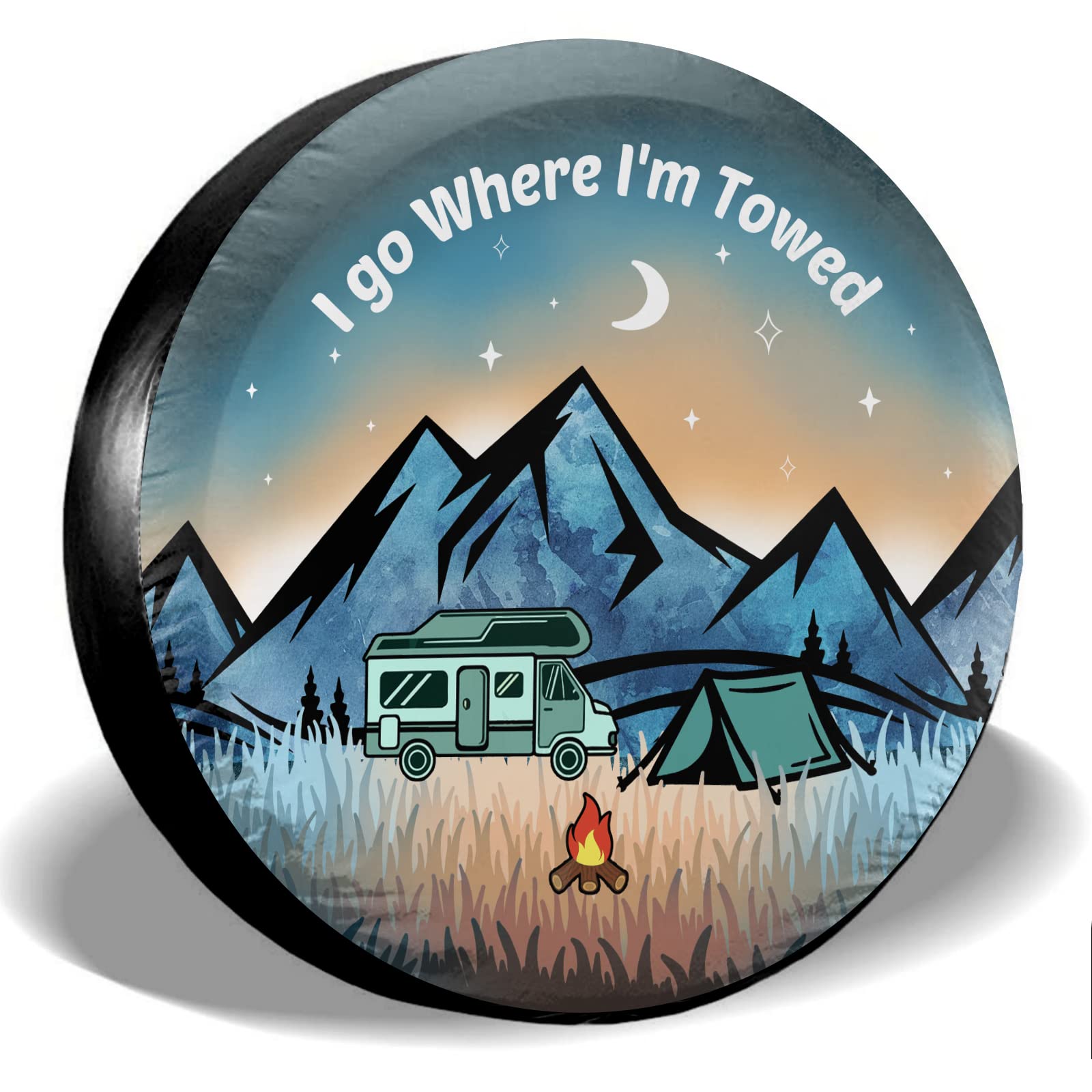 Gwomo I Go Where I'M Towed Spare Tire Cover Weatherproof Wheel Protectors Universal Fit For Trailer Rv Suv Truck Camper Travel Trailer 14