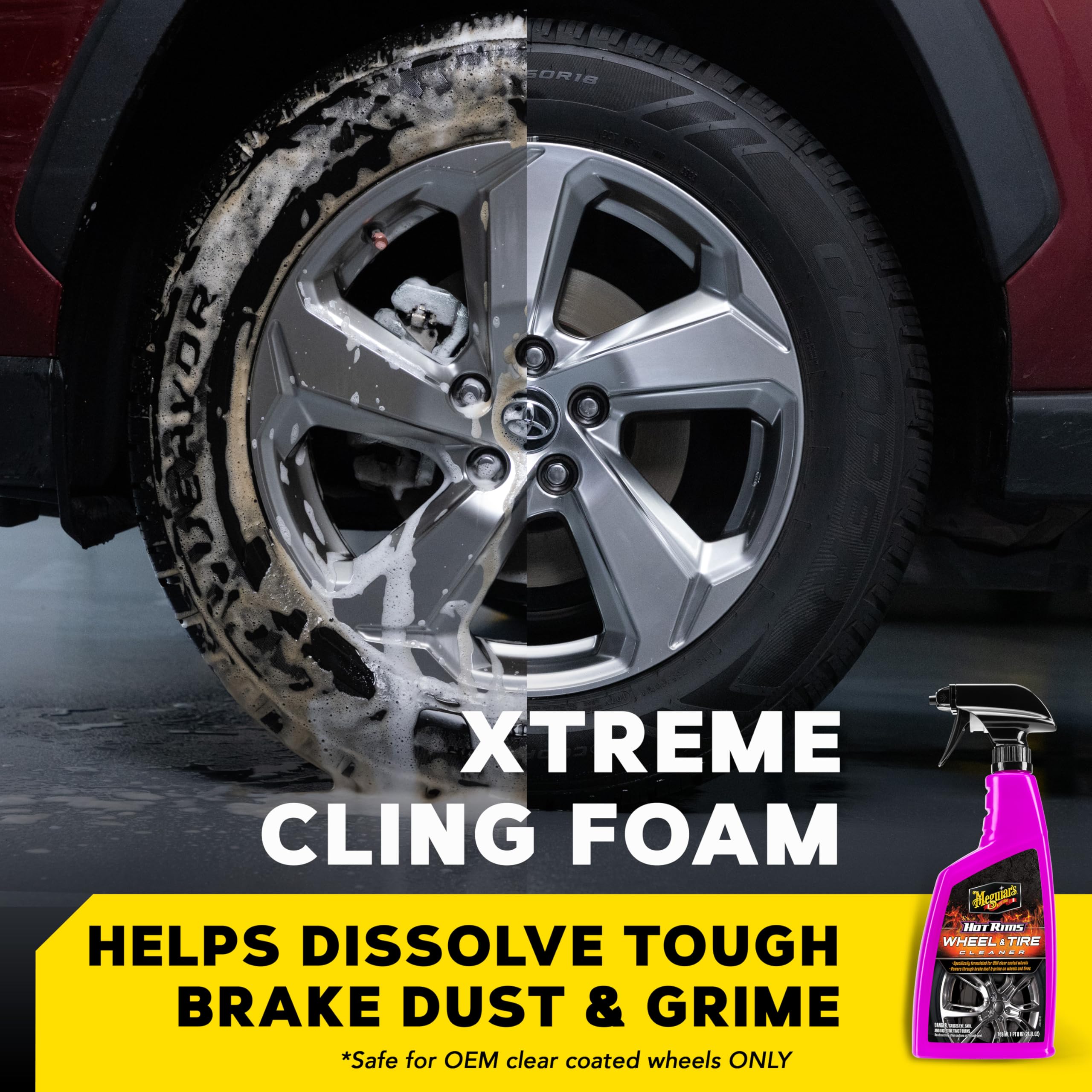Meguiar'S Hot Rims Wheel & Tire Cleaner, Powers Through Brake Dust & Grime - 24 Oz Spray Bottle