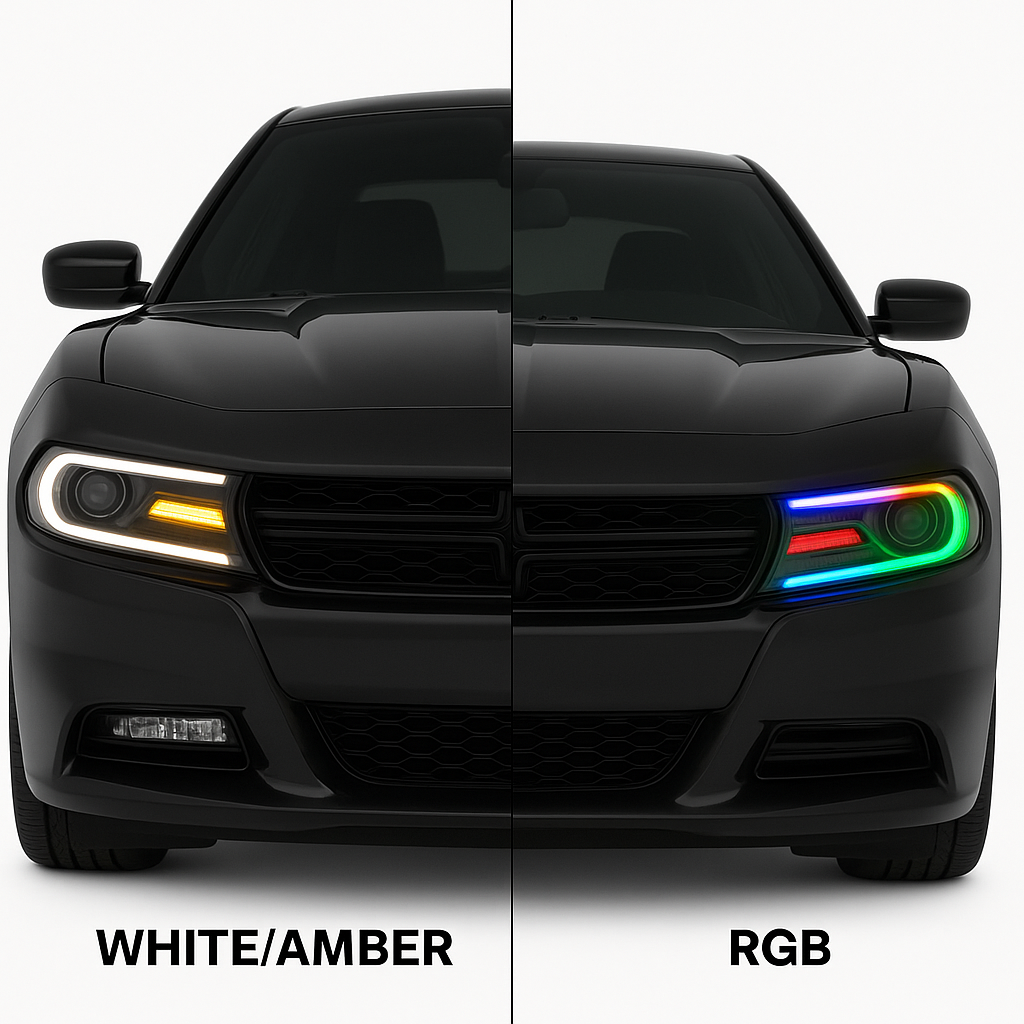 SPDZ1 2015–2024 Dodge Charger Hellfire LED Headlights w/ Switchback DRL & Amber Sequential Turn Signals
