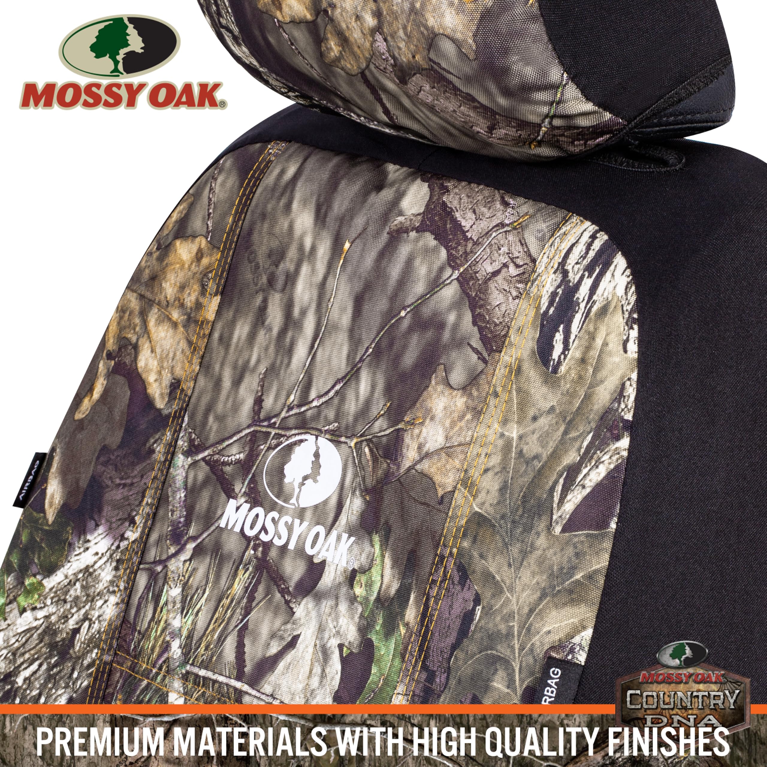 Mossy Oak Low Back Front Seat Covers - Premium Rip-Stop Oxford Fabric, Airbag Compatible, Green/Brown, Model OXF01
