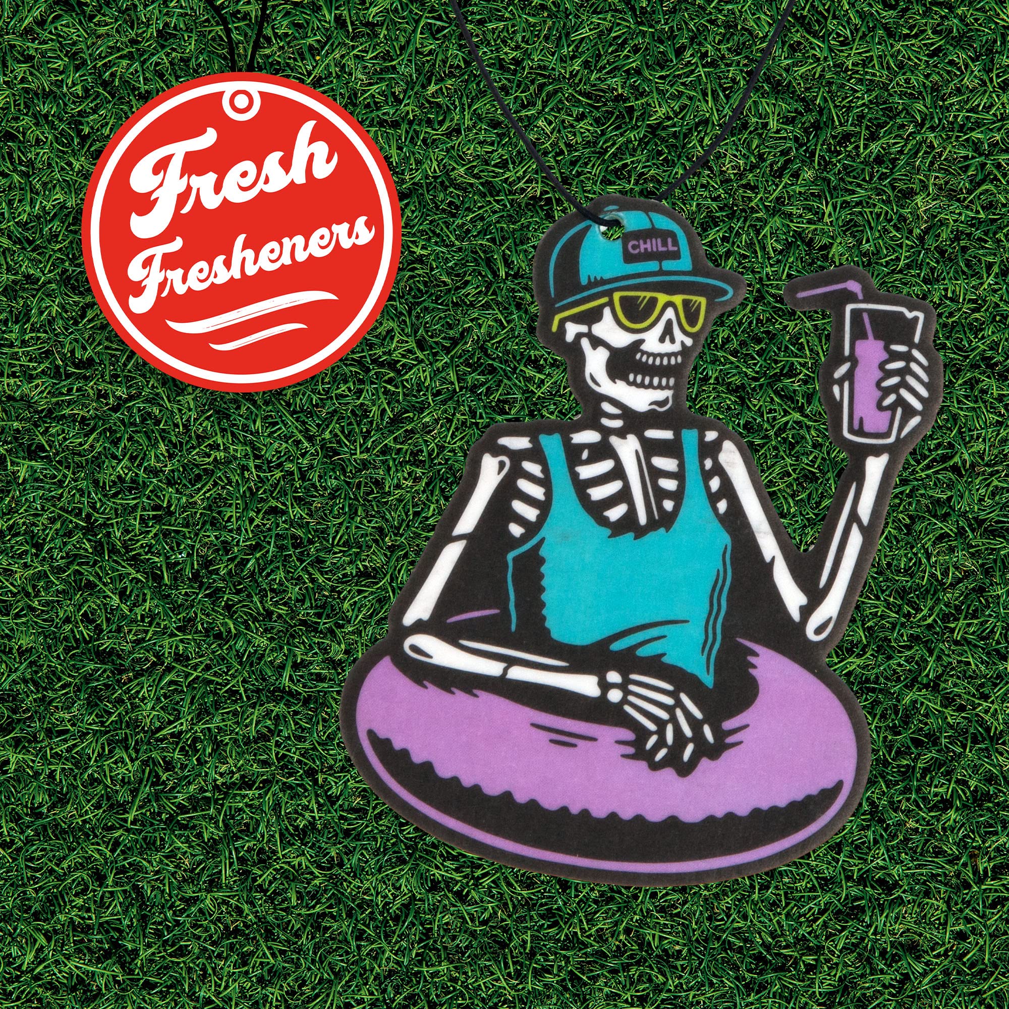 Chill Skeleton Cool Car Air Freshener 3 Pack Scented With Essential Oils (3 Pack)