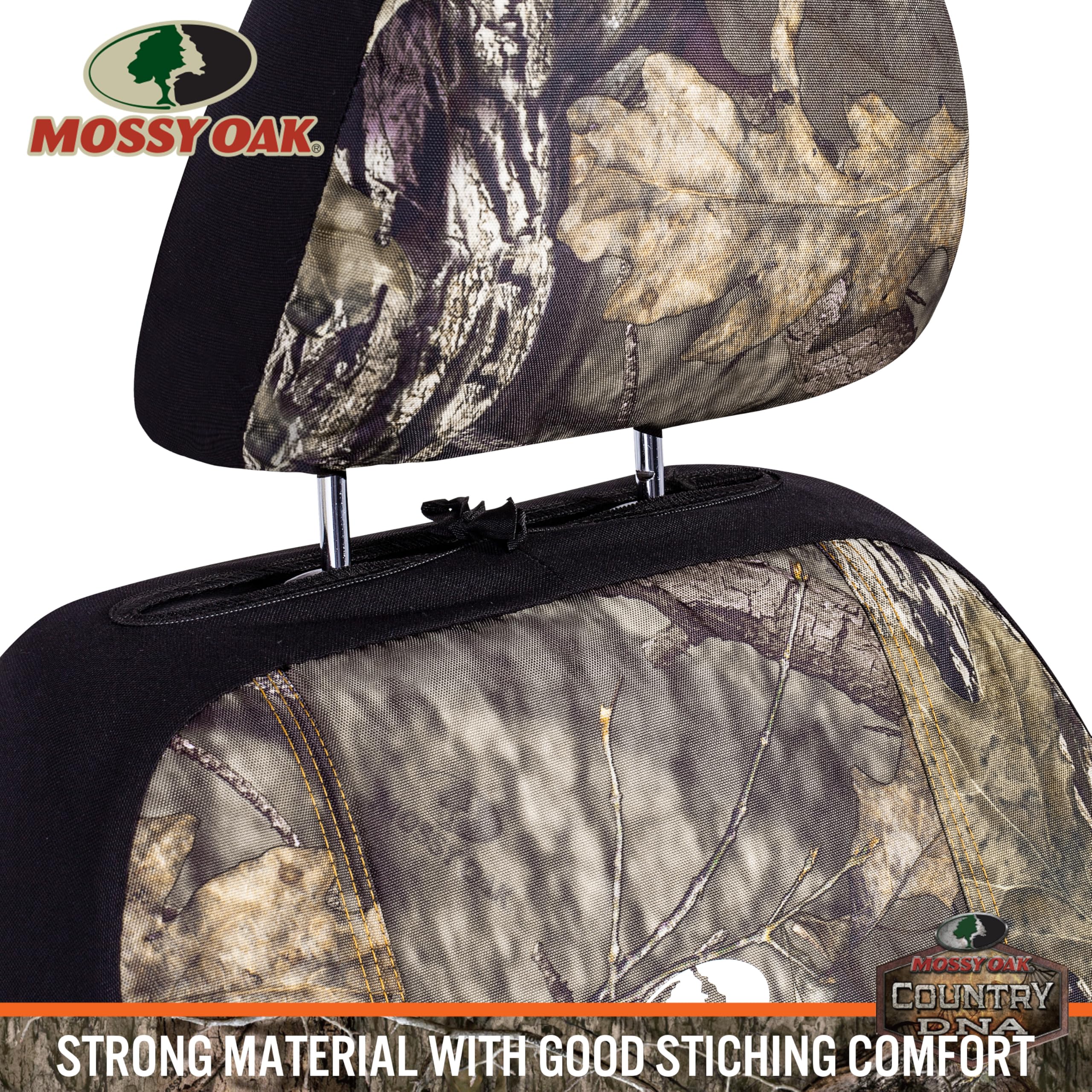Mossy Oak Low Back Front Seat Covers - Premium Rip-Stop Oxford Fabric, Airbag Compatible, Green/Brown, Model OXF01