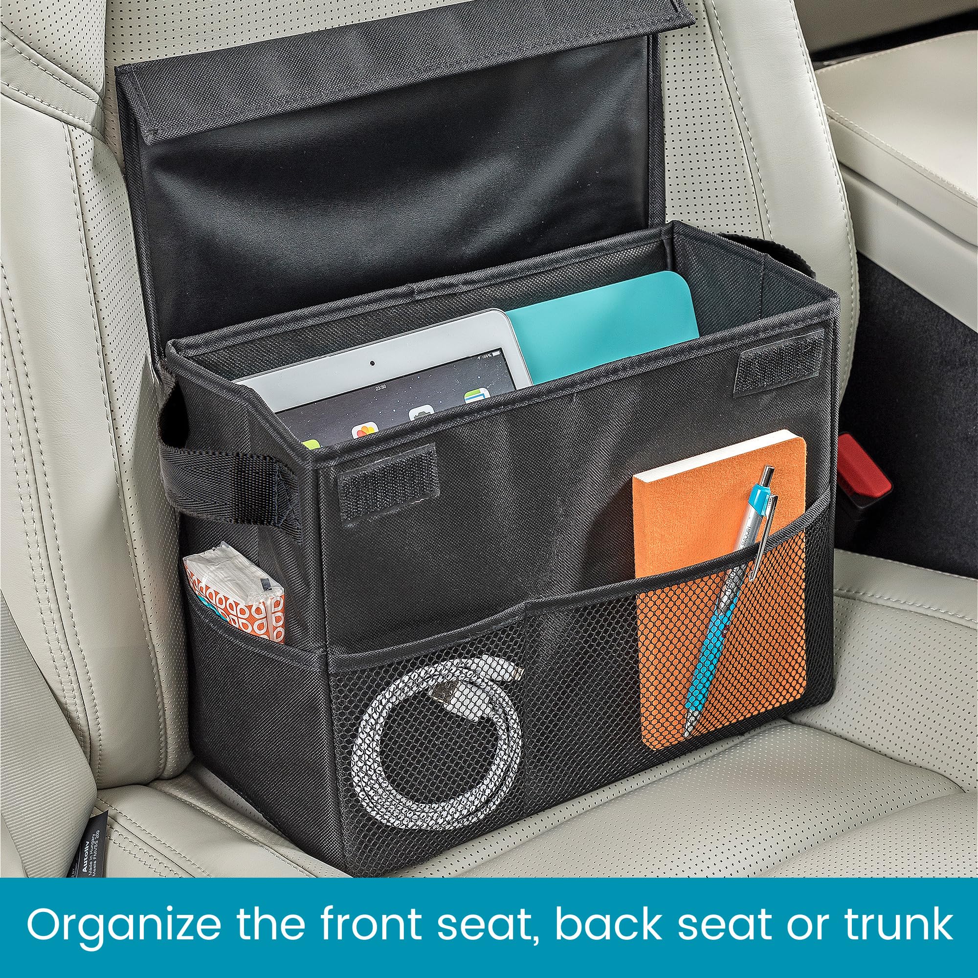 High Road Car Storage Organizer, Medium Oxford Polyester, Black, Model CARGANIZER, Multipurpose Auto Console or Trunk Fit