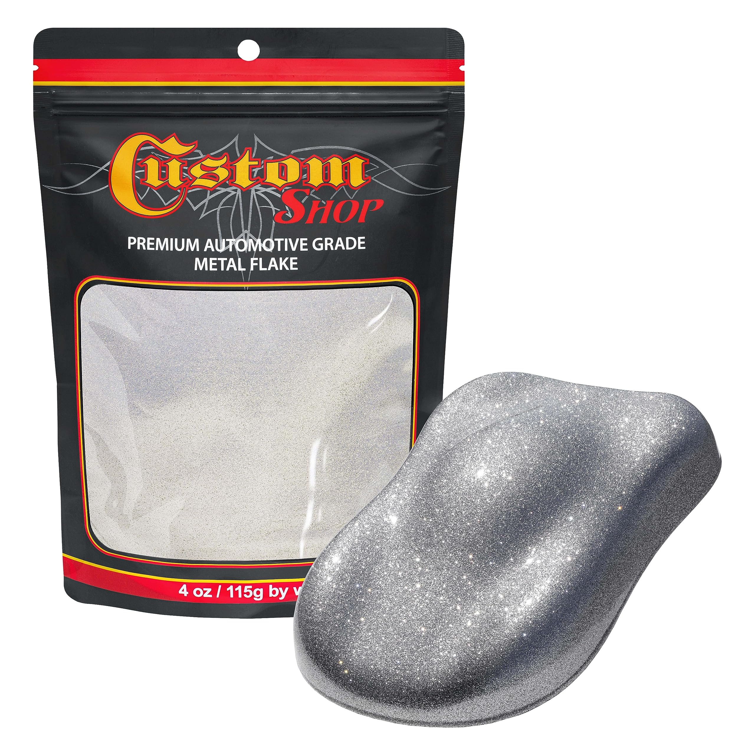 Custom Shop - Chrome Silver - 4-Ounces of Medium Metal Flake .008'' 200 Micron Size - Premium Automotive Grade Flake, UV, Fade &