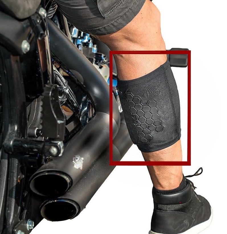 Burnjacket Motorcycle Exhaust Pipe Burn Protective Sleeve Leg Guard - Extra Wide, Dual Layer Protection, Fits 12.5-16 Inch Calf - Heat Shield For Legs, Calf Guard - Premium Motorcycle Accessories