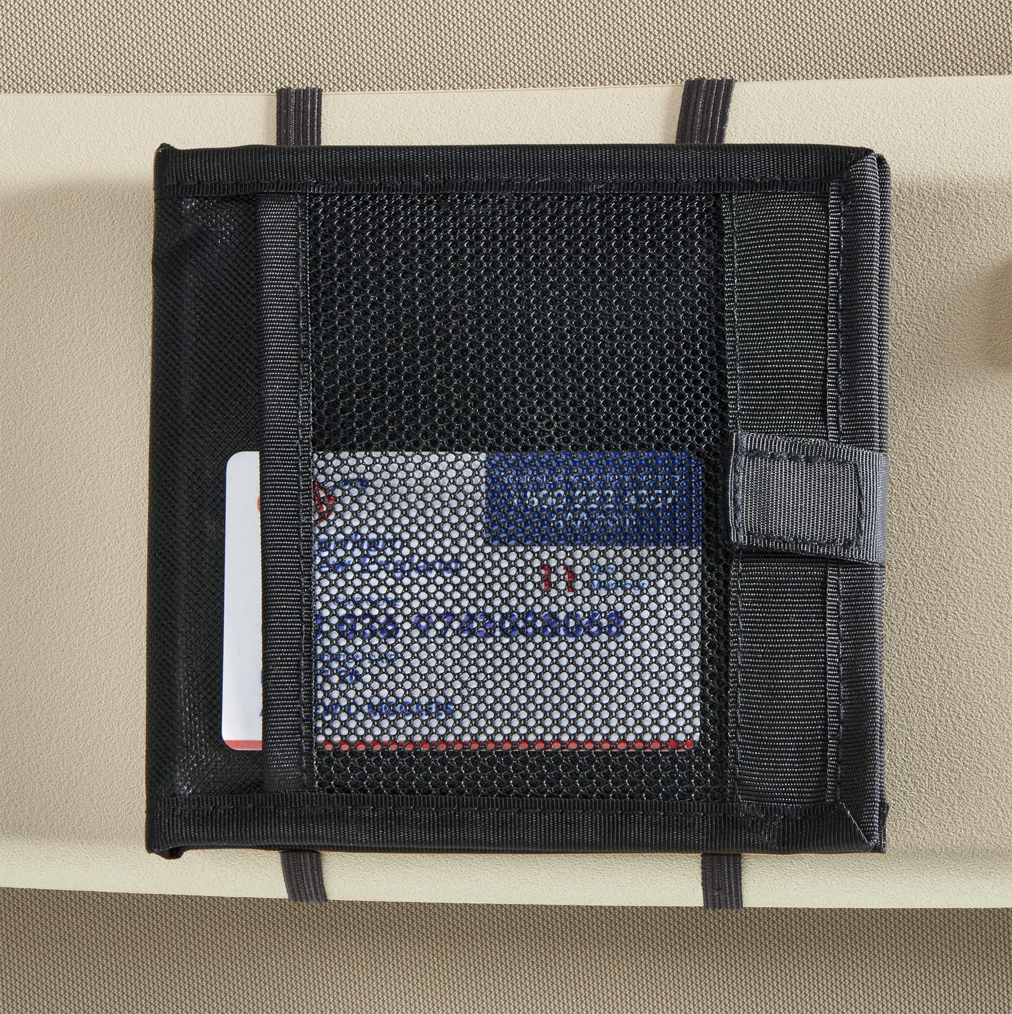 High Road Car Registration and Insurance Card Holder, Black, 5 3/8" x 5 1/8", Textile/Mesh, Model HR-REGISTRATION, for Sun Visor/