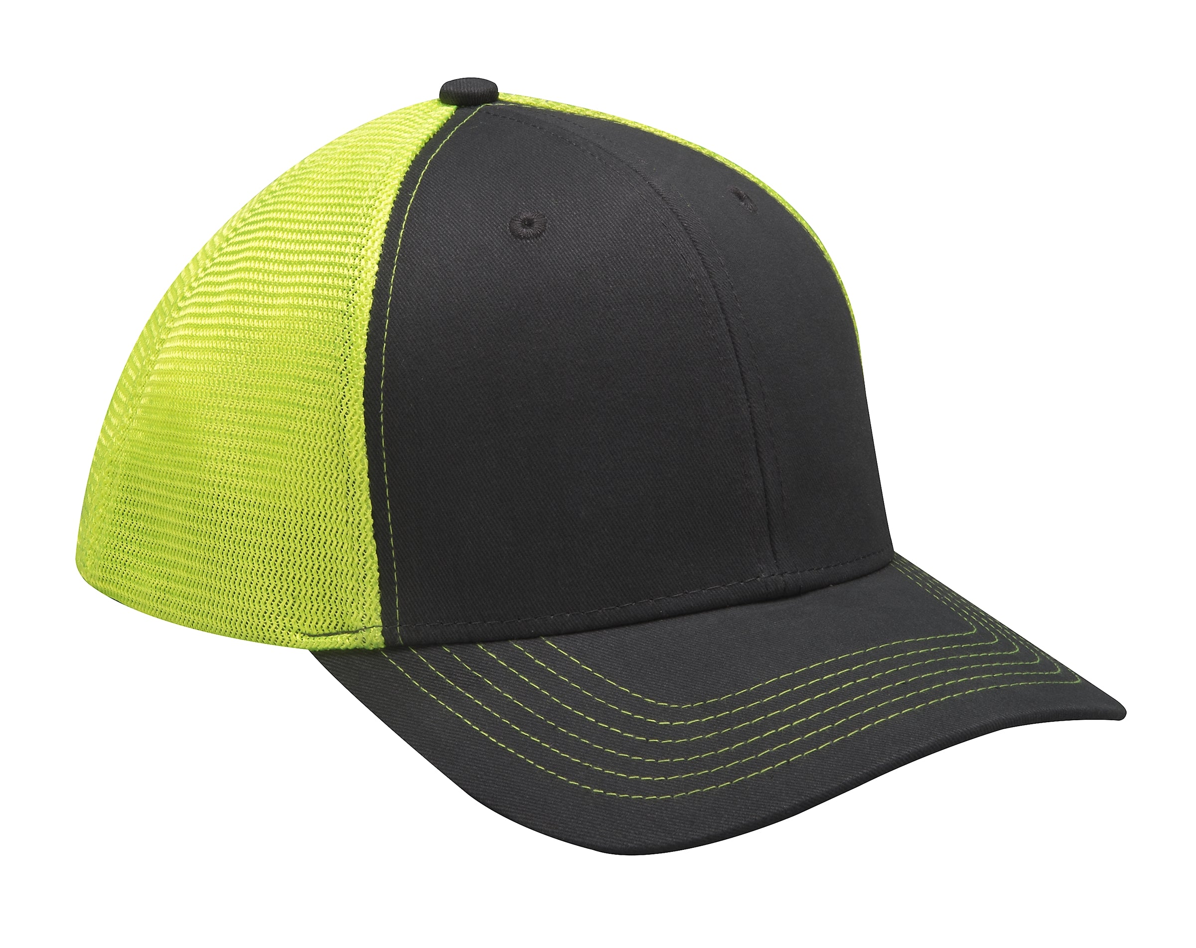 PR102 / PRODIGY Brushed cotton twill six panel, structured, midprofile cap with soft nylon close knit mesh back panels, contra