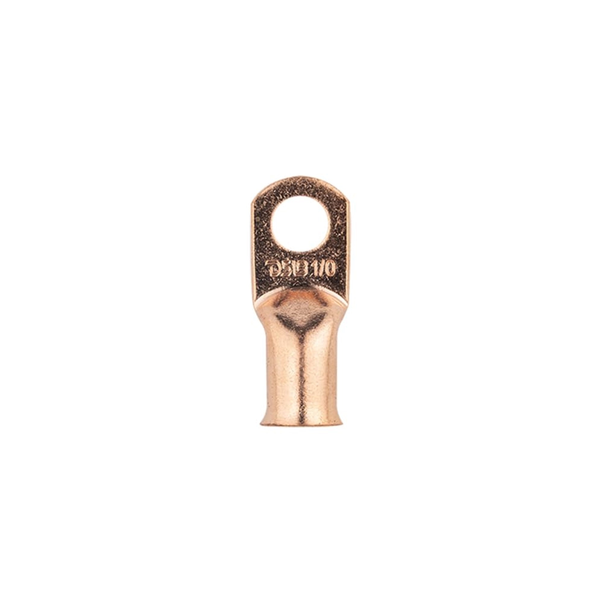 10 Piece package of copper hard crimp or hot solder connector for ZERO Gauge main power line connections to car battey terminals