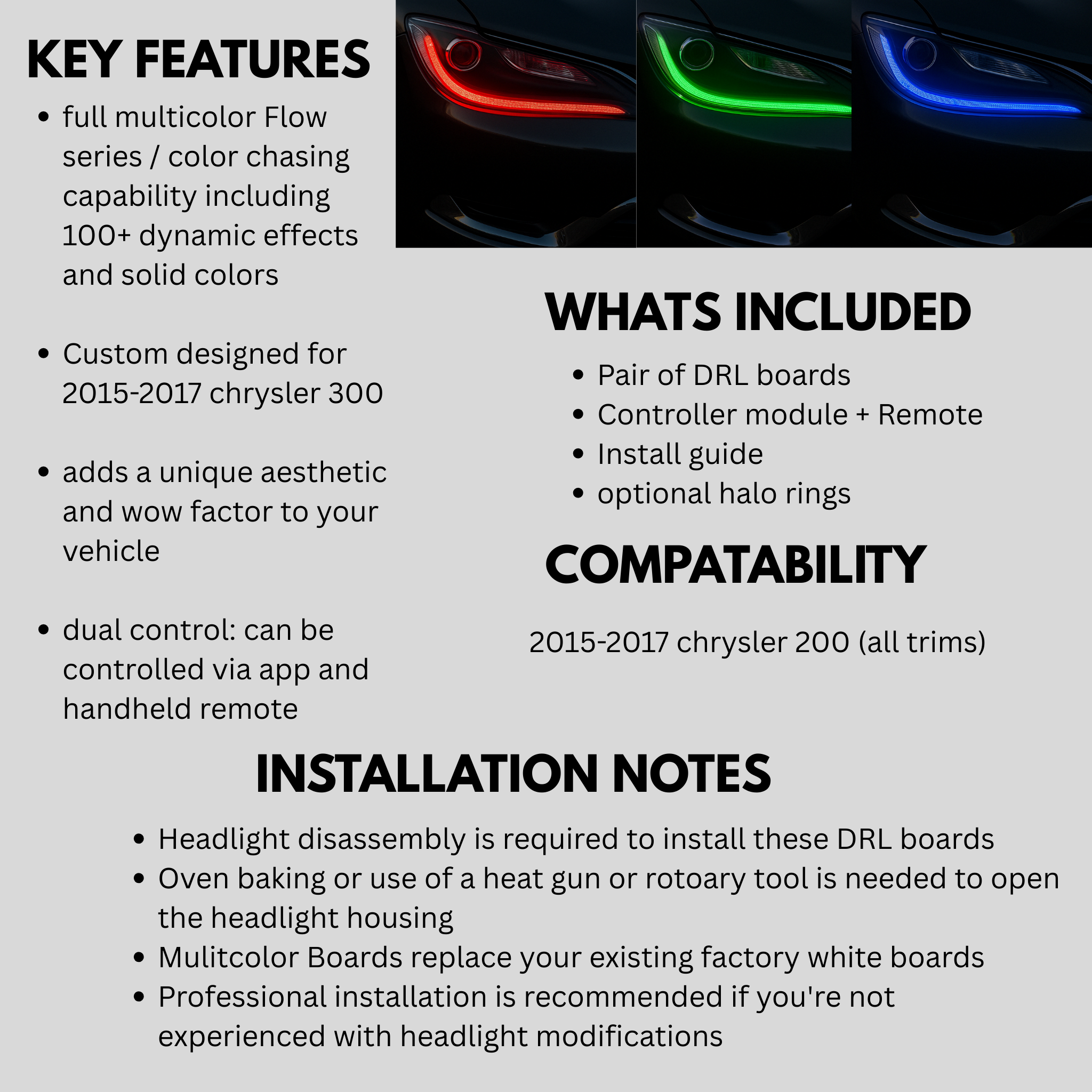 Chrysler 200 Flow Series DRL Boards (2015–2017)