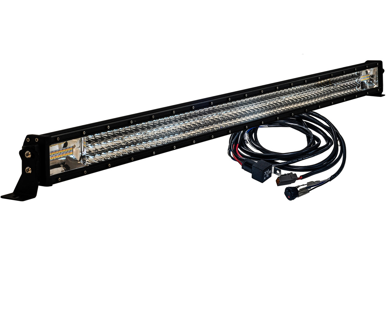 DLSeries 50 inch Amber White Dual Color Changing LED Light bar Harness Antitheft Security Bolt Flashing Emergency Driving Fog Spot