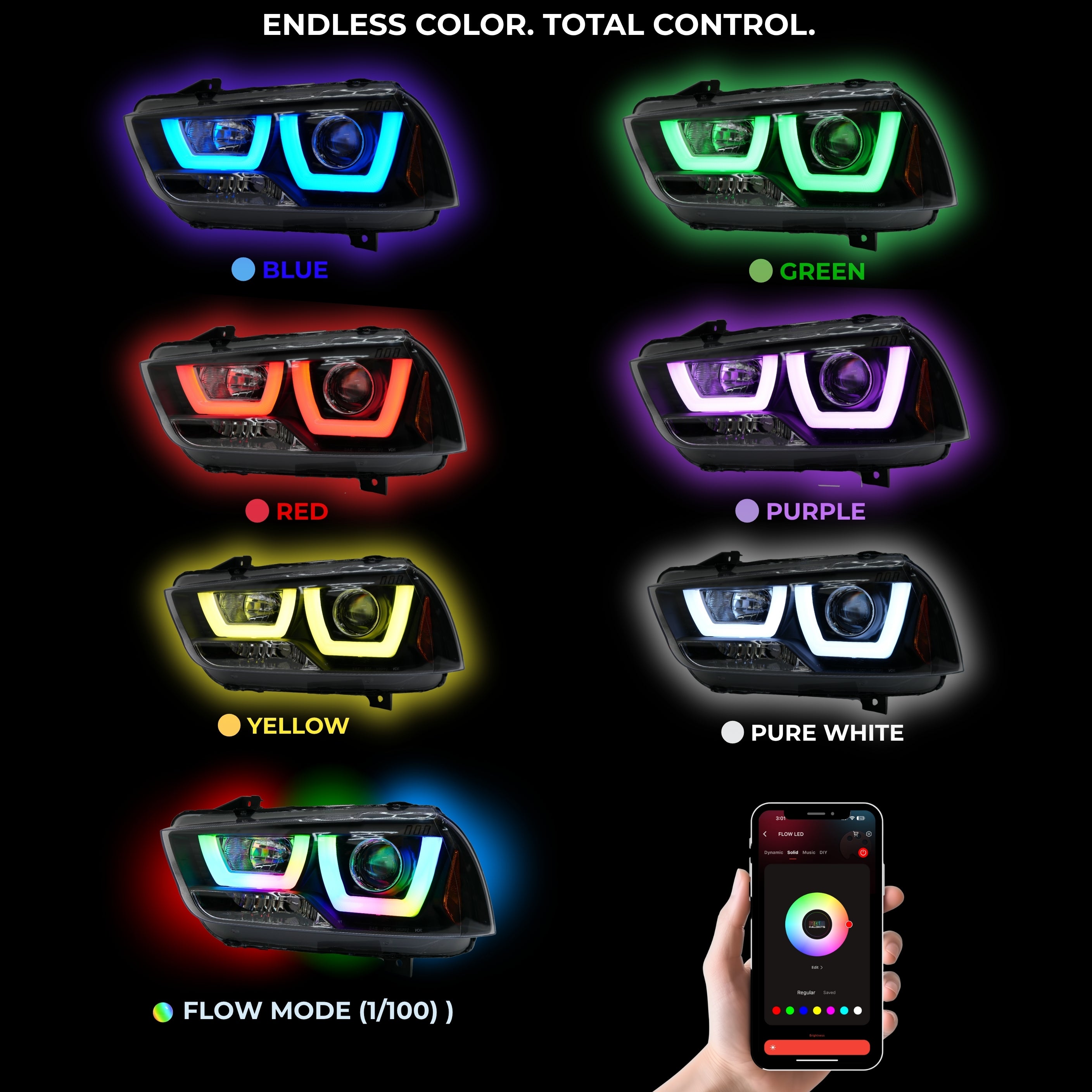 Dodge Charger Spec-D Multicolor Flow DRL Boards (2011–2014)