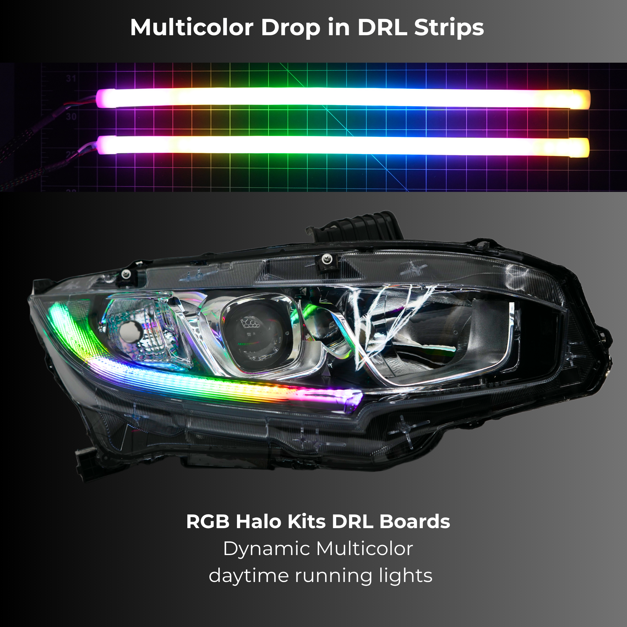 Honda Civic Multicolor Flow Series DRL Boards (2016–2021)