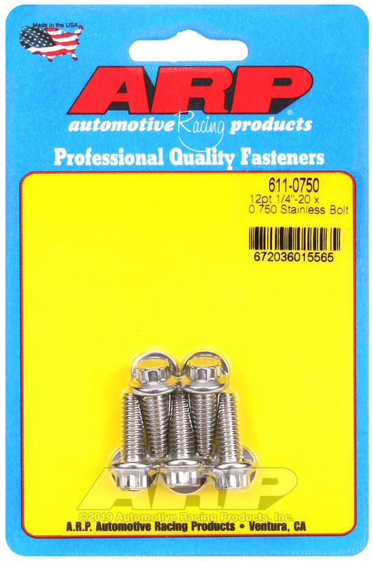 12 Pt 1/4-20X0.750 Pk/5