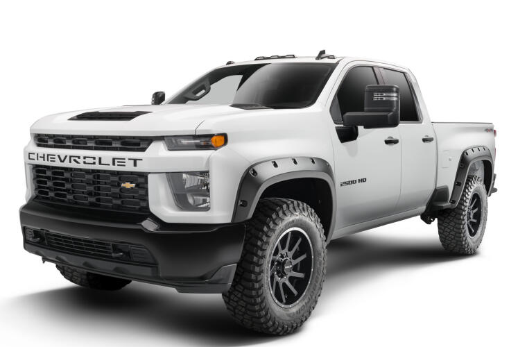 Bushwacker Forge Pocket/Rivet Style Front & Rear Fender Flares | 4-Piece Set, Black, Textured Finish | 48146-08 | Fits 2020-2024 Chevrolet Silverado 2500 Hd, 3500 Hd