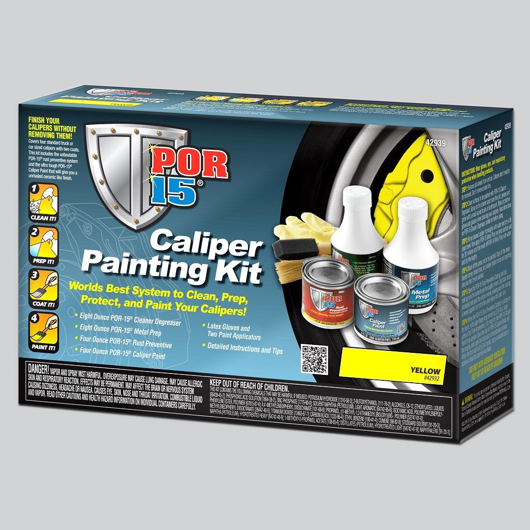 POR-15 Caliper Painting Kit - Clean, Prep & Paint Brake Calipers, Model 42939, Yellow